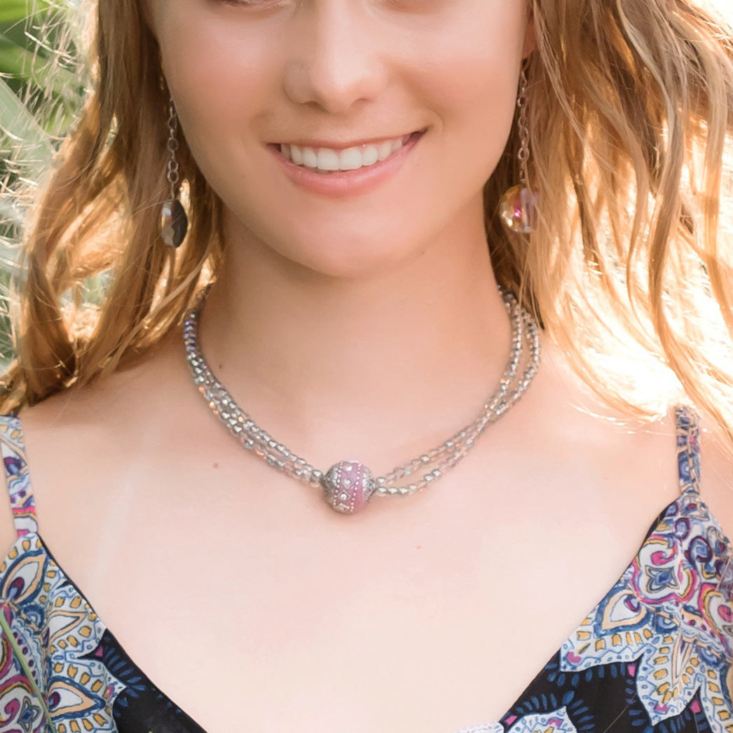 Sparking Rhinestone and Pearl Necklace