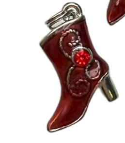 Red and Silver Hand-Painted Boot Earrings and Necklace
