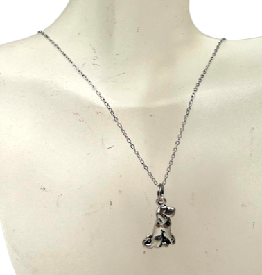 Adorable Pewter Dog Charm Necklace and Earring Set