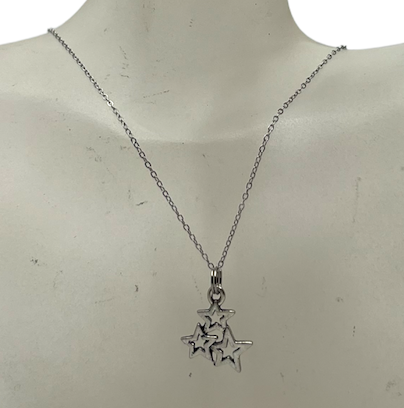 Silver Dangling Stars Earrings and Necklace Set