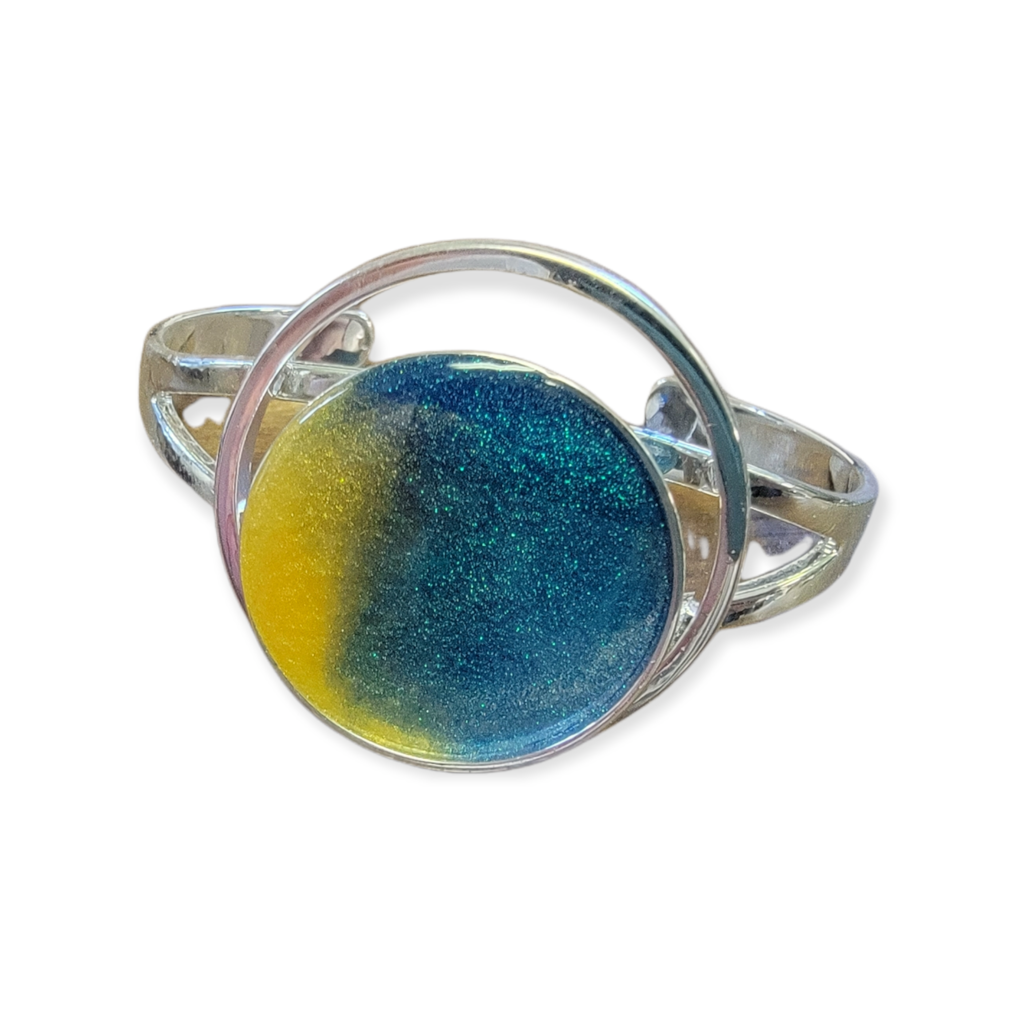 Modern Sterling Resin Art Statement Cuff