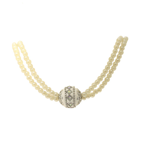 Sparking Rhinestone and Pearl Necklace