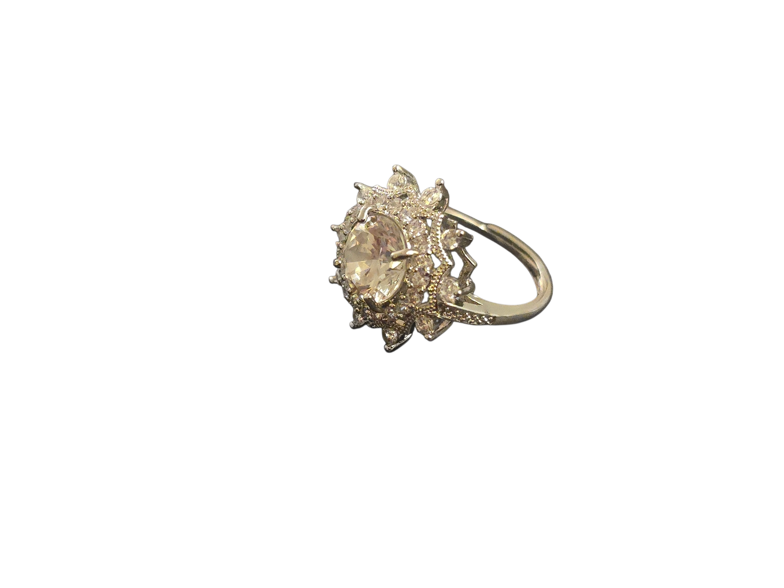 Sovereign Starburst: One-of-a-Kind Intricate Crystal Cocktail Ring