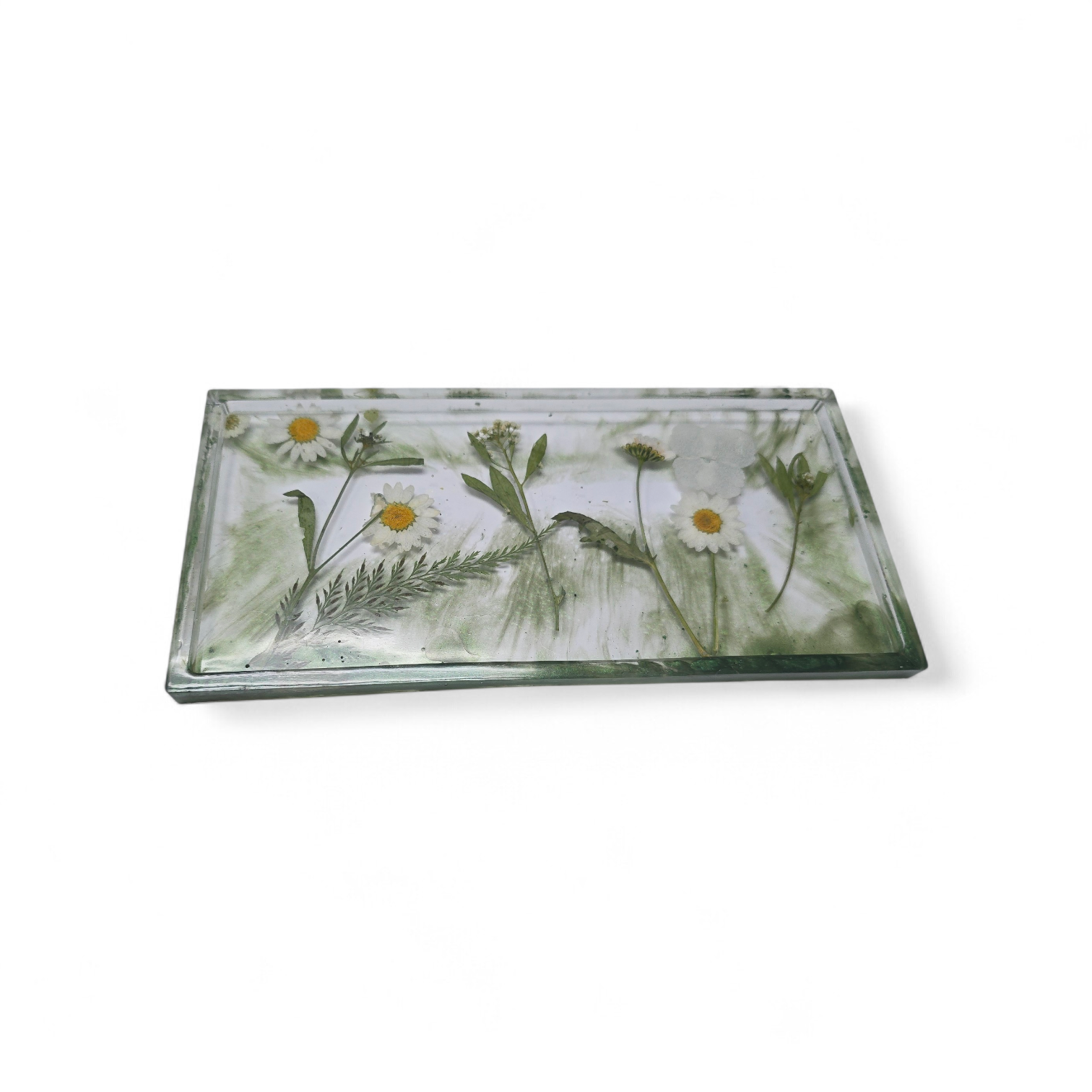 Artisan Handmade Daisy Wildflower Resin Vanity Tray