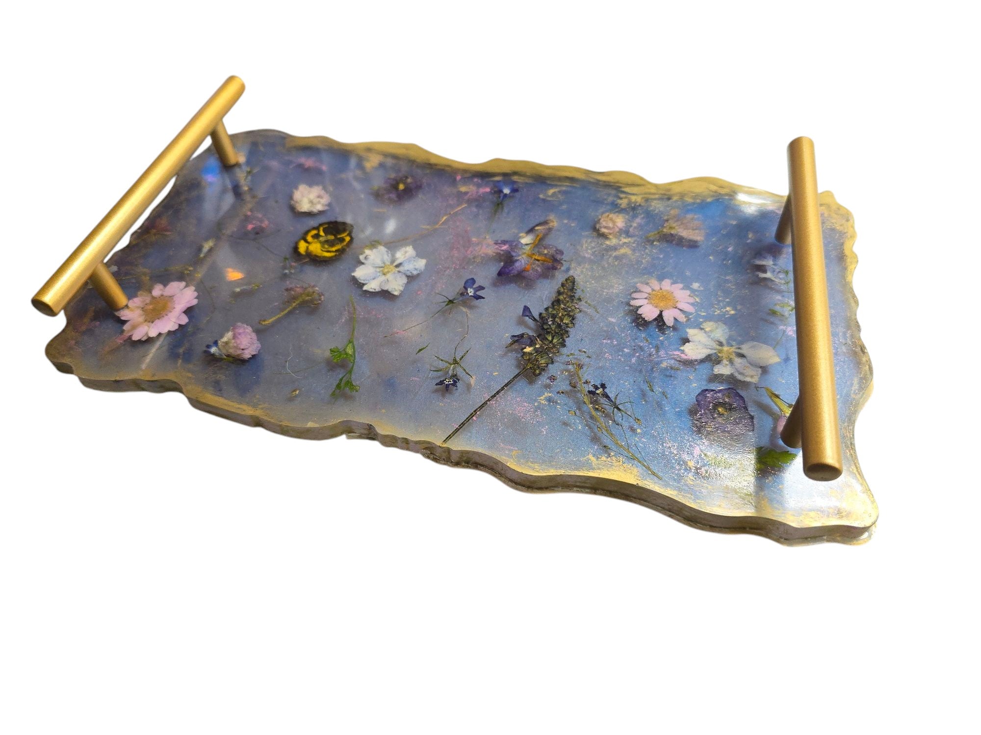 Botanical Tray with Pressed Flowers & Handles | Home and Dorm Decor
