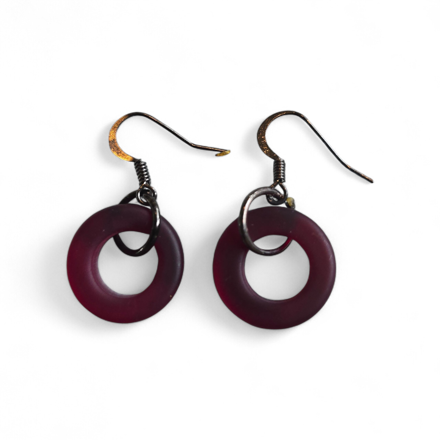 Embrace the Ocean's Beauty: Circular Sea Glass Dangle Earrings