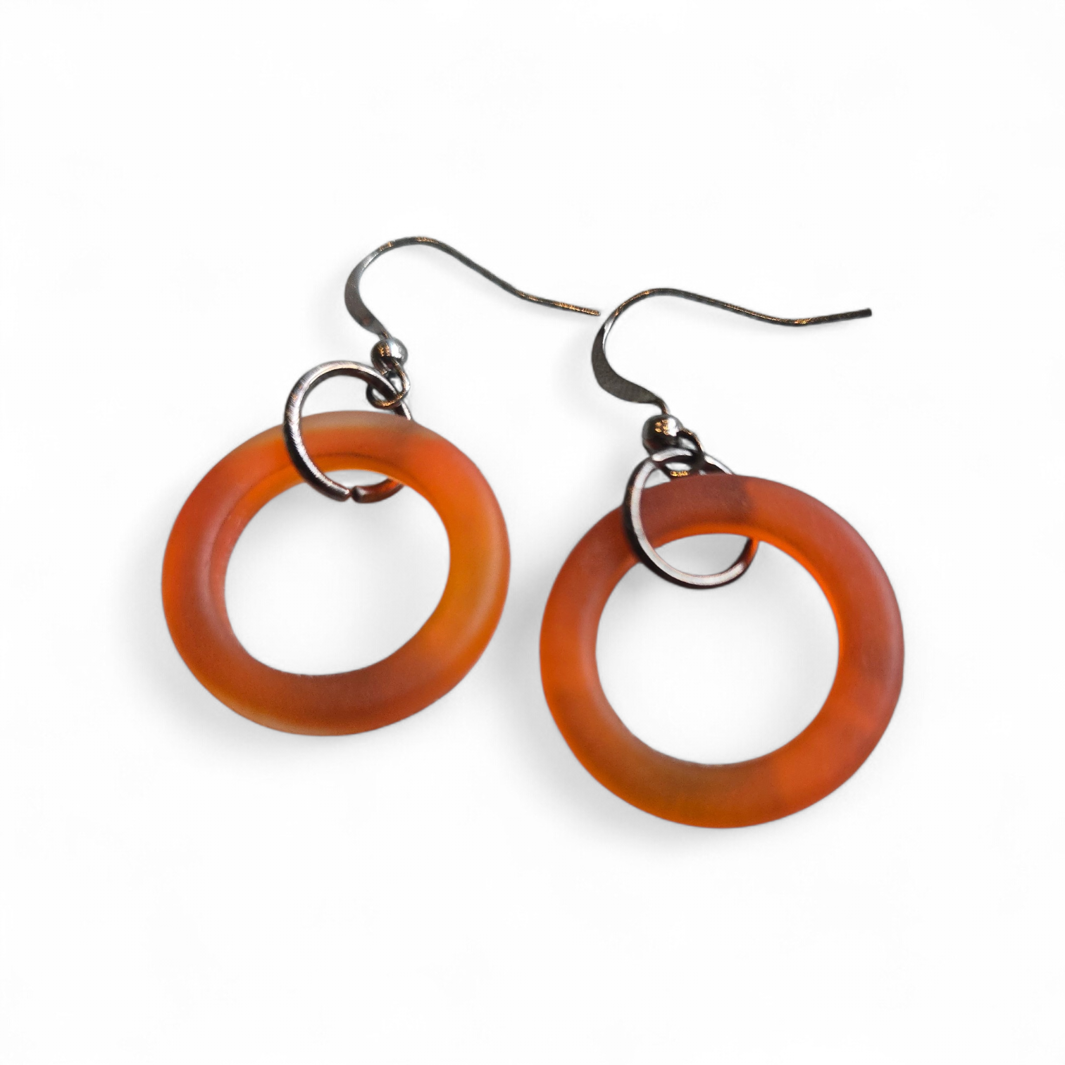 Embrace the Ocean's Beauty: Circular Sea Glass Dangle Earrings
