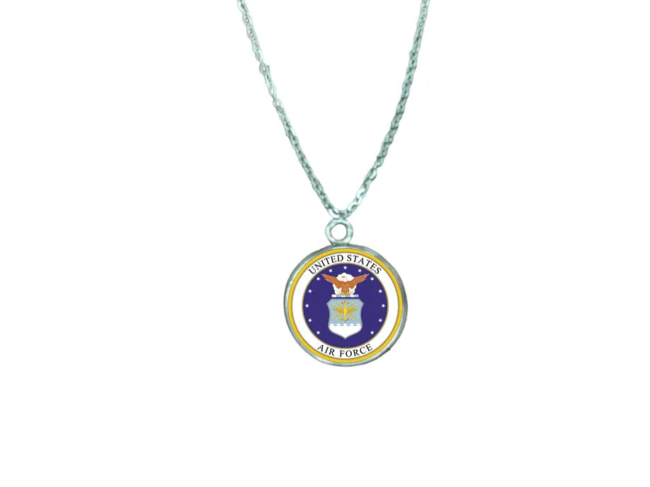 Army, Navy, Air Force, Marine Corps, Coast Guard, Space Force Pendant Necklace in Gold or Silver | Made in the USA | Officially Licensed