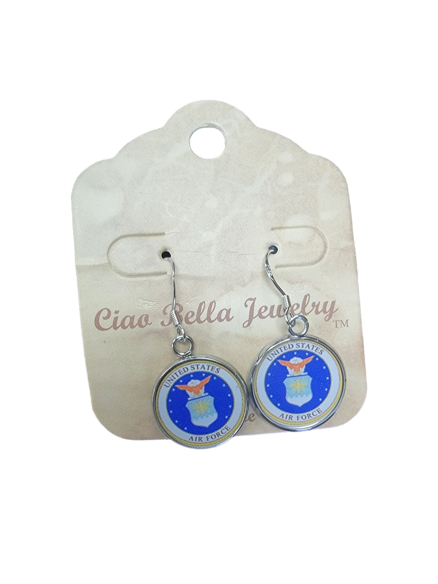 Air Force Silver or Gold Earrings: Seal, Roundel, Wings, Thunderbird | Made in the USA | Officially Licensed