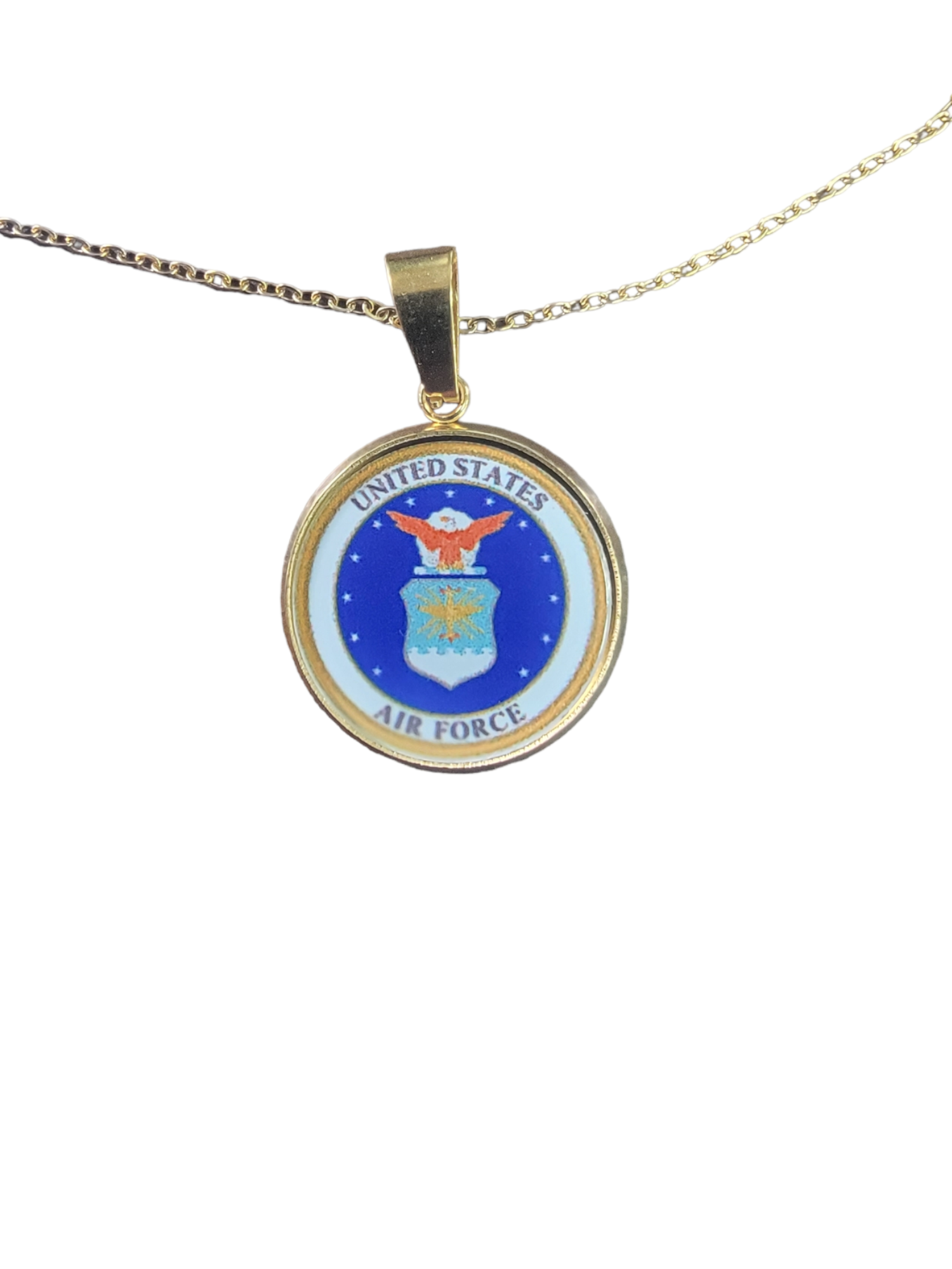 Army, Navy, Air Force, Marine Corps, Coast Guard, Space Force Pendant Necklace in Gold or Silver | Made in the USA | Officially Licensed