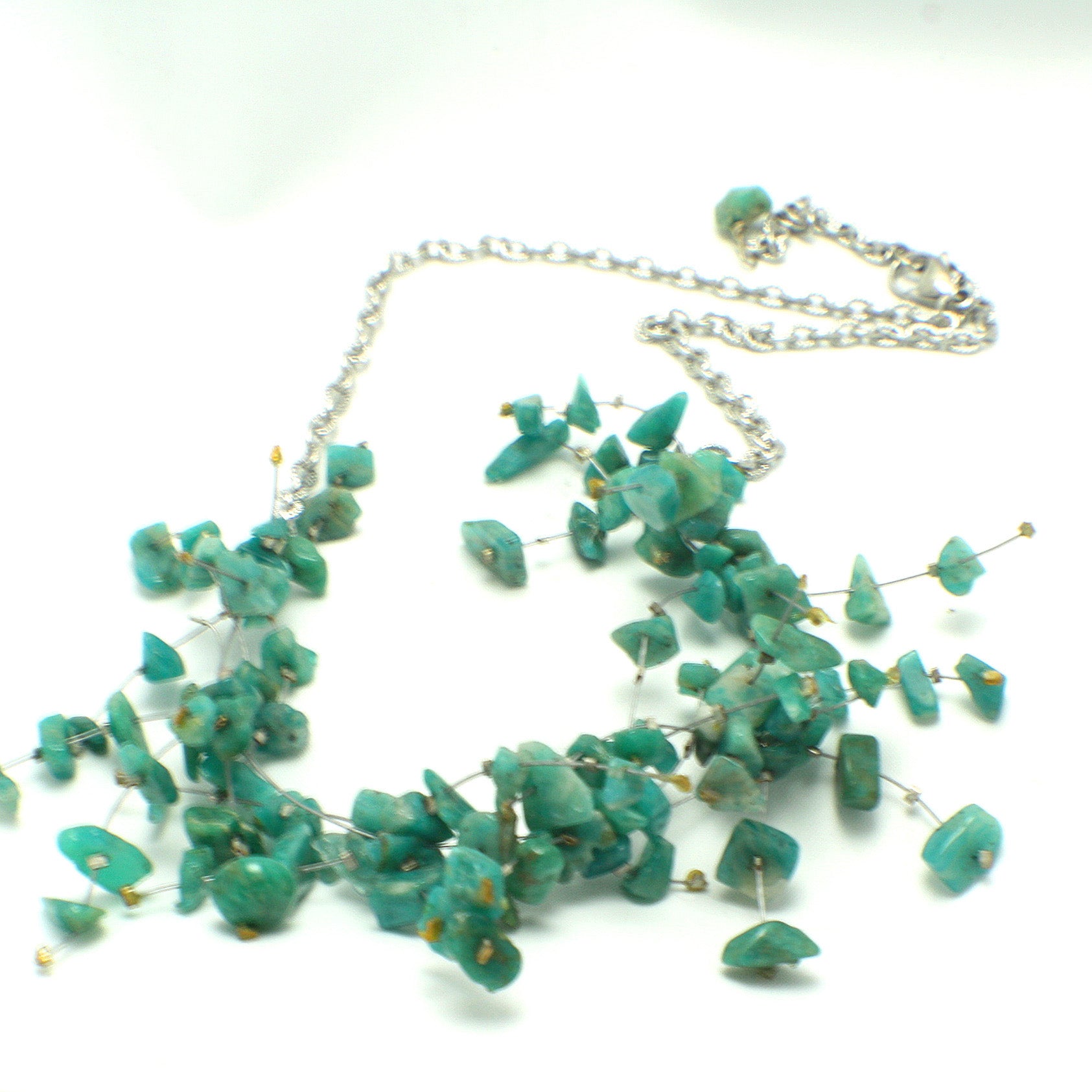 Gemstone Starlight Spray Statement  Necklace - Amethyst, Malachite, Amazonite