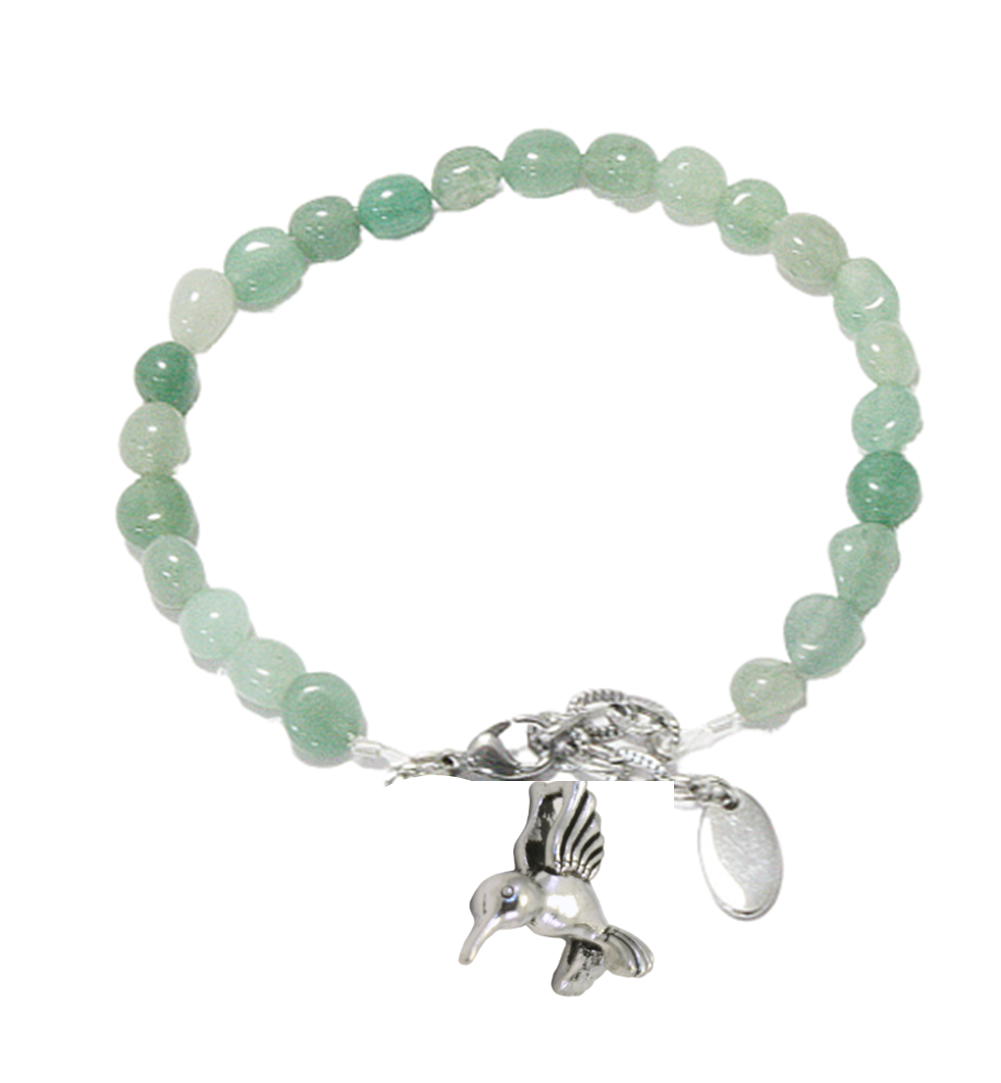 Natural Amazonite Beaded Bracelet with Hummingbird Charm | Joy & Calm Jewelry