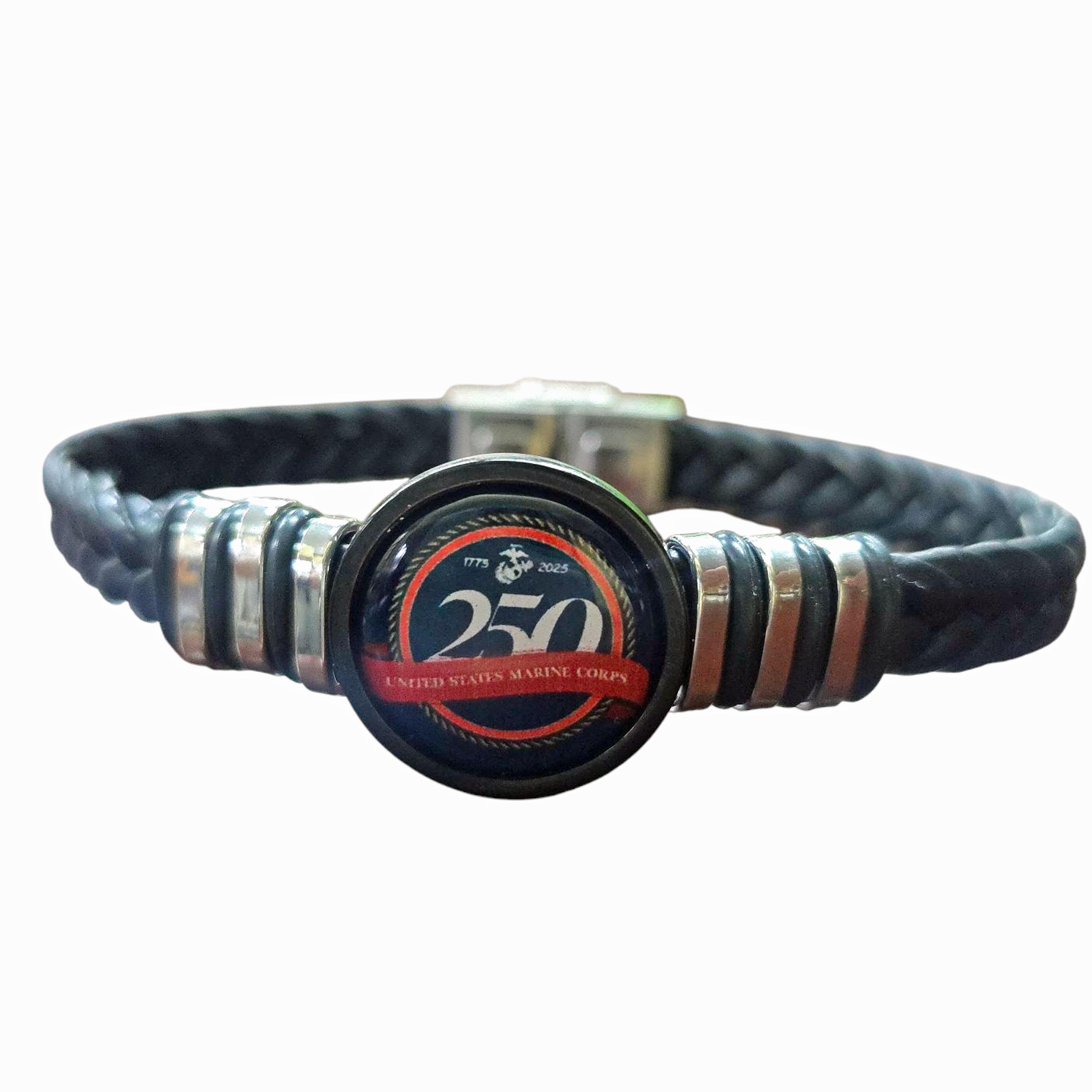 Limited Edition Marine Corps Braided Leather Bracelet - 250th Anniversary Collection - Officially Licensed