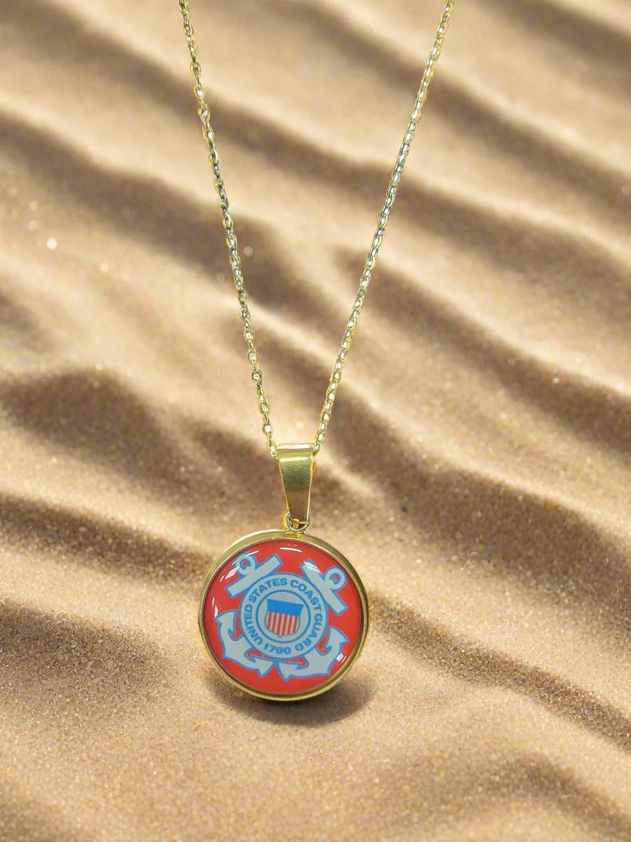 Army, Navy, Air Force, Marine Corps, Coast Guard, Space Force Pendant Necklace in Gold or Silver | Made in the USA | Officially Licensed