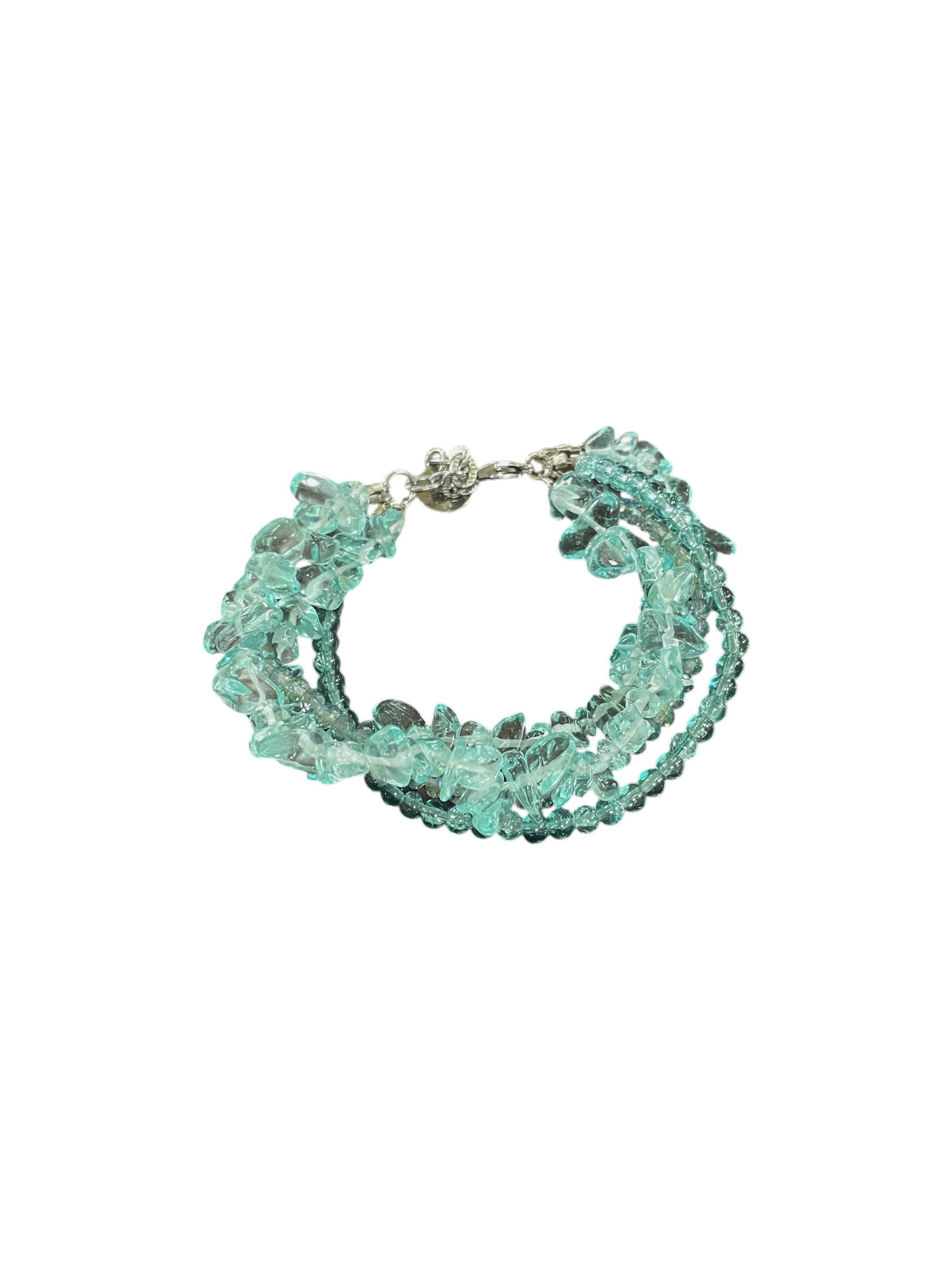 Multi-Strand Gemstone Bracelet | Aquamarine, Rhodonite, and Yellow Quartz