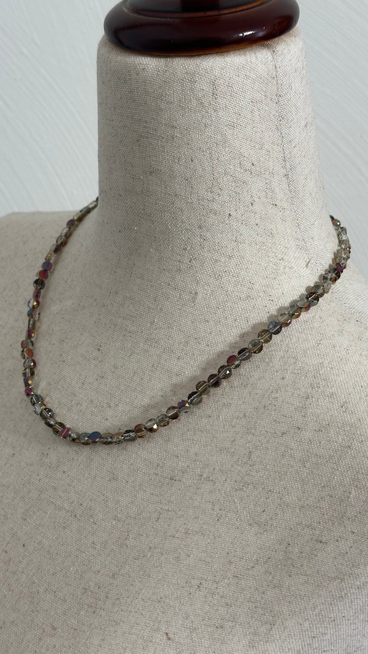 Faceted Beaded Crystal Necklace |  Turquoise or Brown