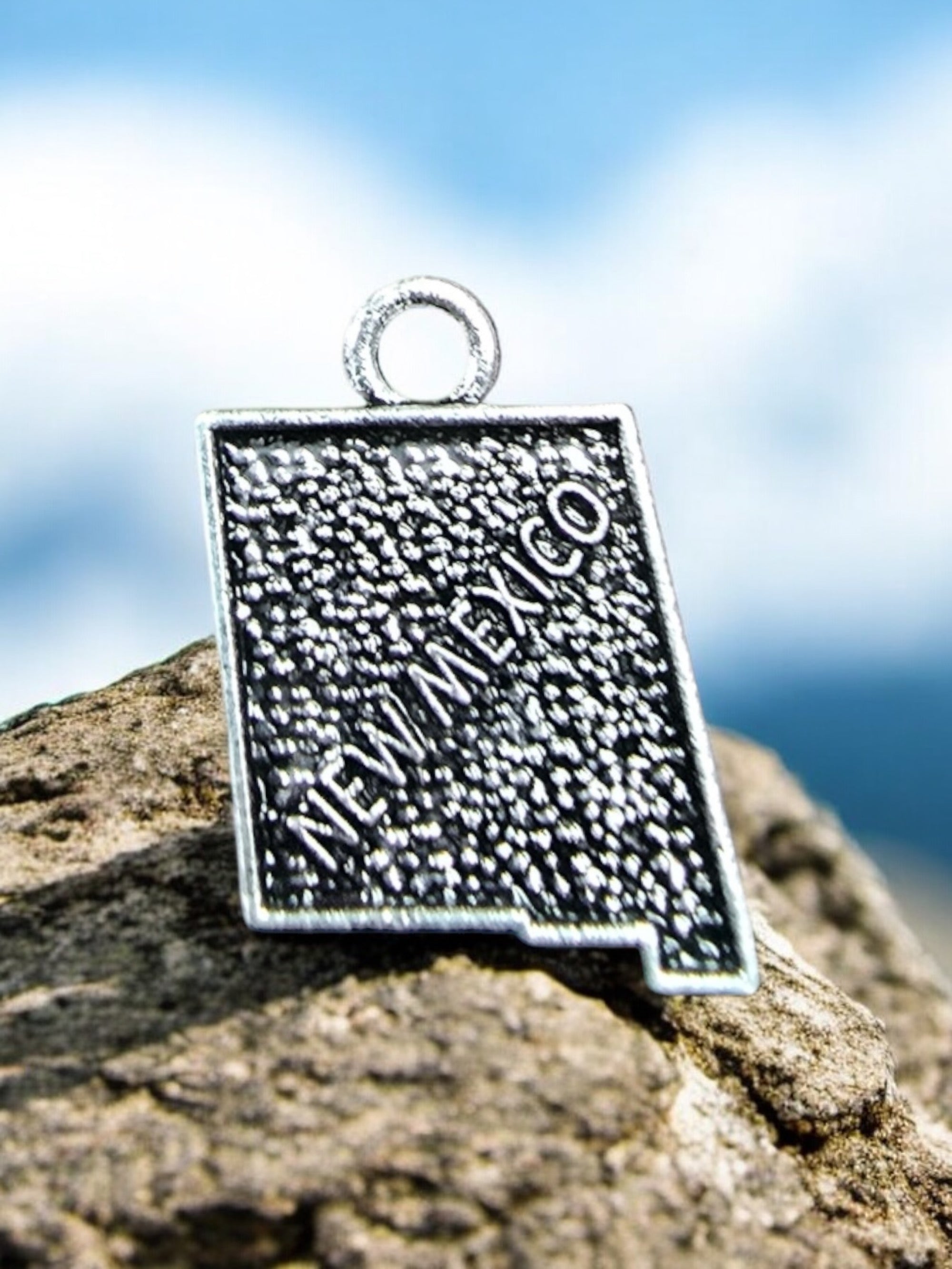 Silver New Mexico State Pewter Charm Pendant | Travel Charm