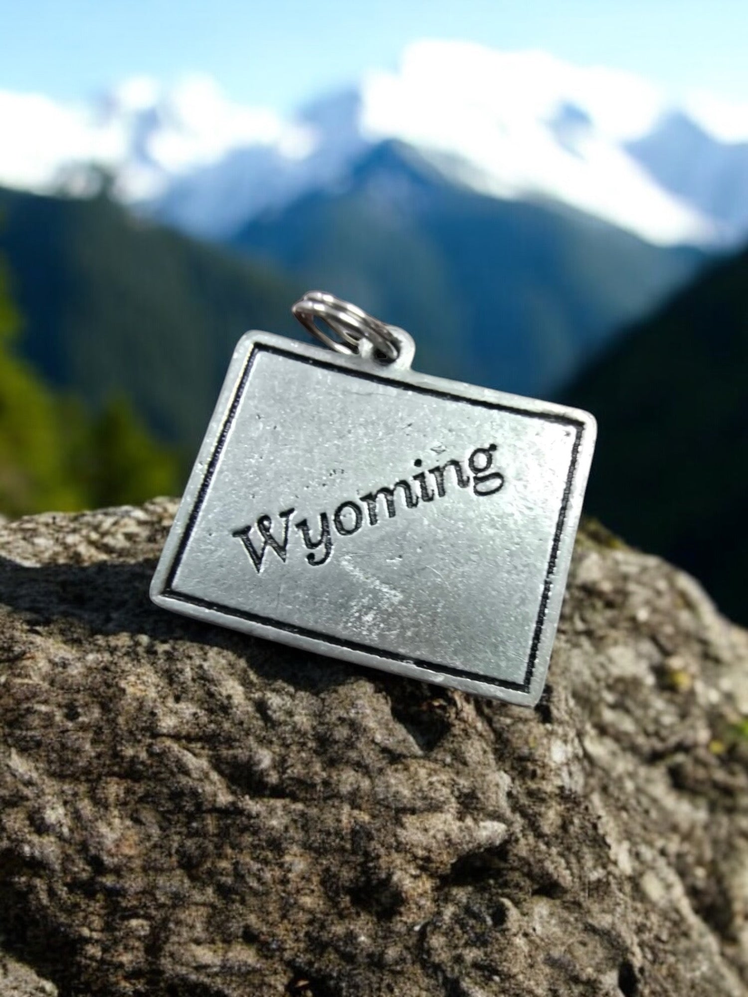 Silver Wyoming State Pewter Charm Pendant | Travel Charm