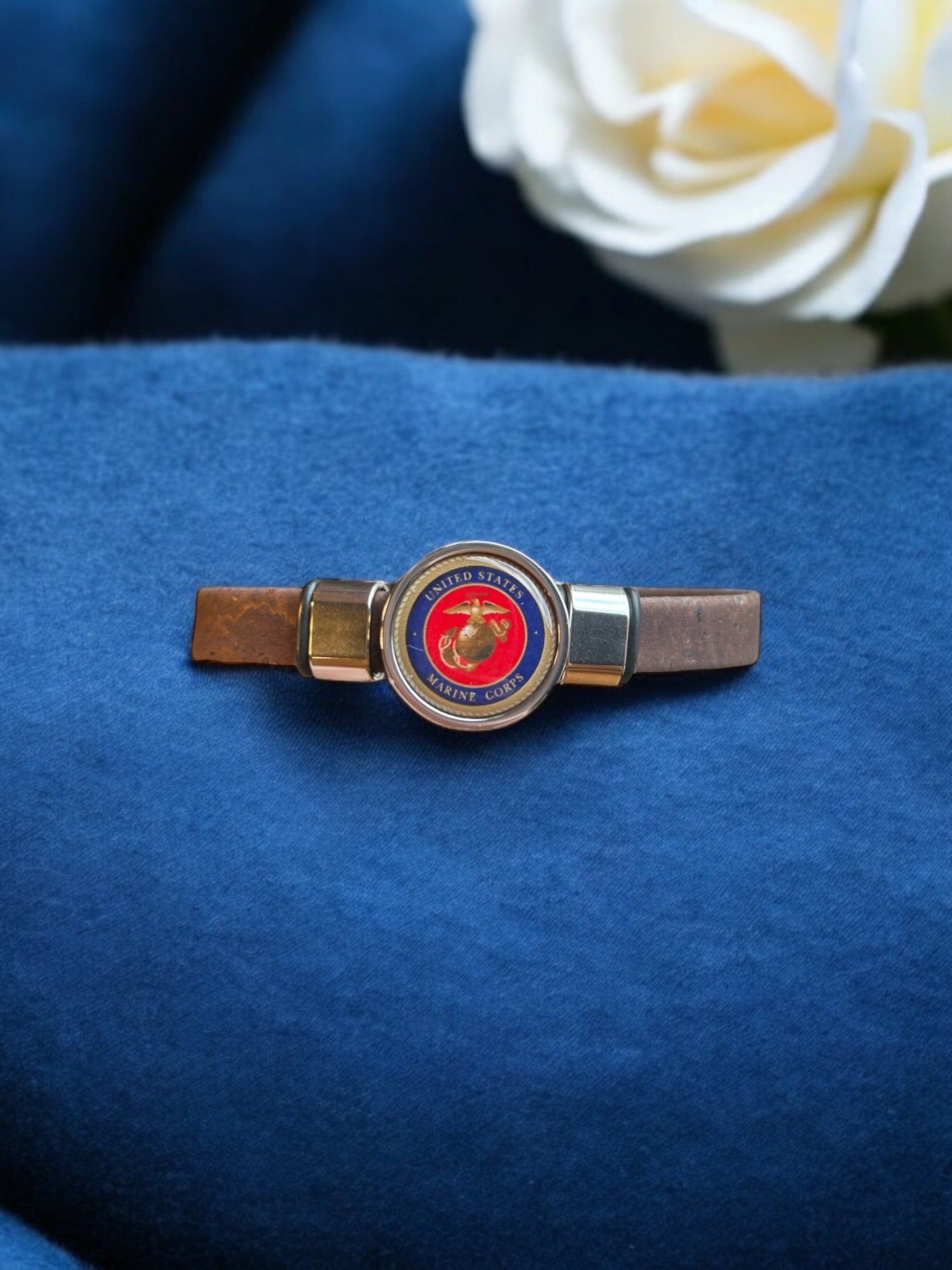 Marine Corps Seal Cork Bracelet, A Patriotic Fashion Statement,  Sizes Available, Perfect Gift for Patriots, Handmade Craftsmanship