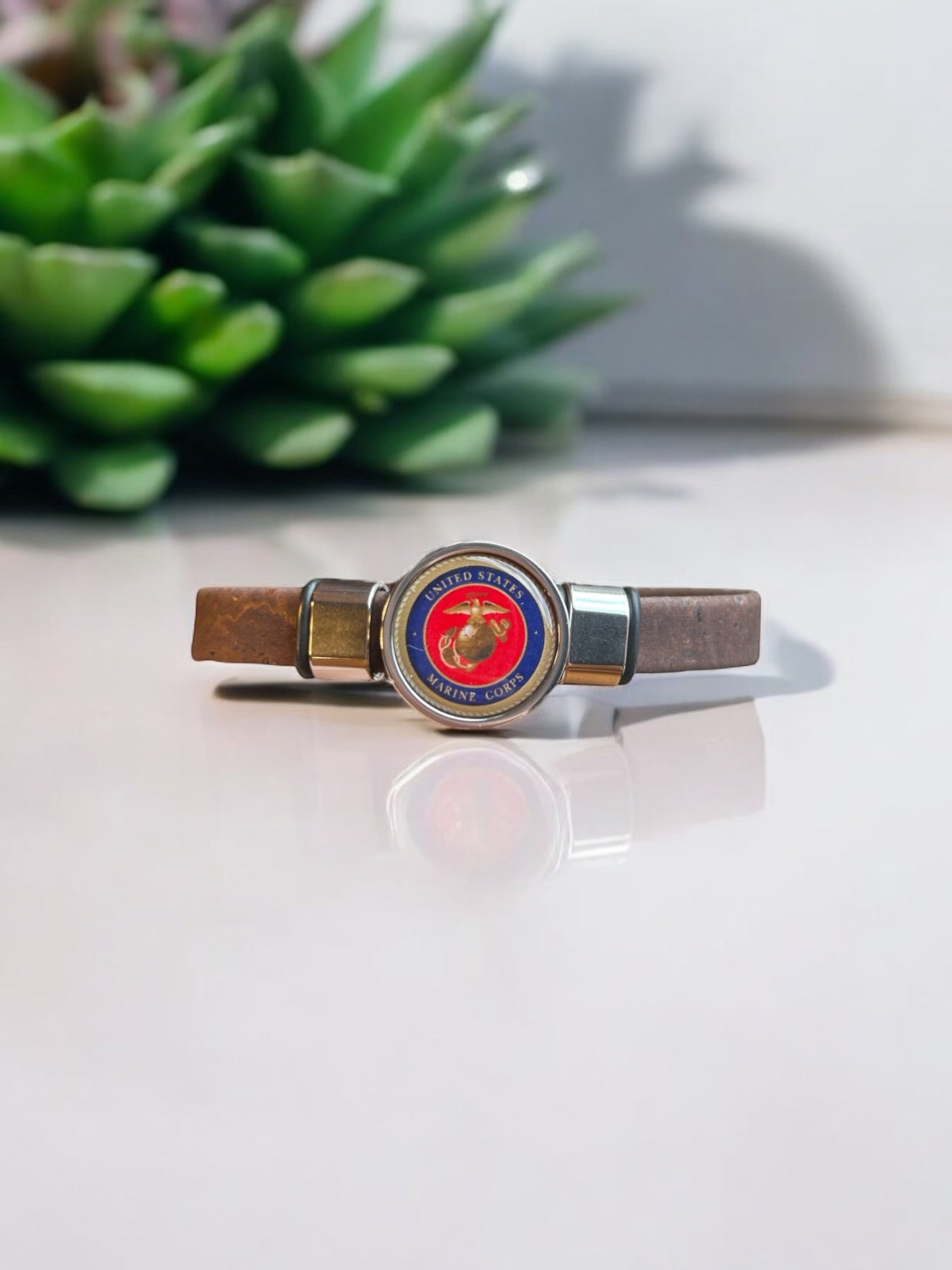 Marine Corps Seal Cork Bracelet, A Patriotic Fashion Statement,  Sizes Available, Perfect Gift for Patriots, Handmade Craftsmanship