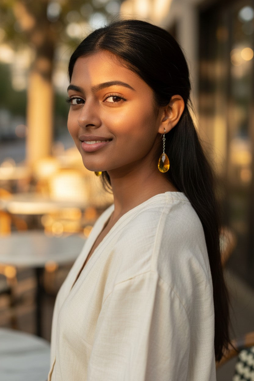 Sparkling Elegance: Teardrop Crystal Dangle Earrings in Sterling Silver