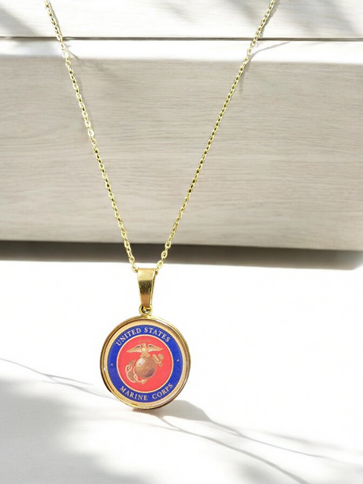 Army, Navy, Air Force, Marine Corps, Coast Guard, Space Force Pendant Necklace in Gold or Silver | Made in the USA | Officially Licensed
