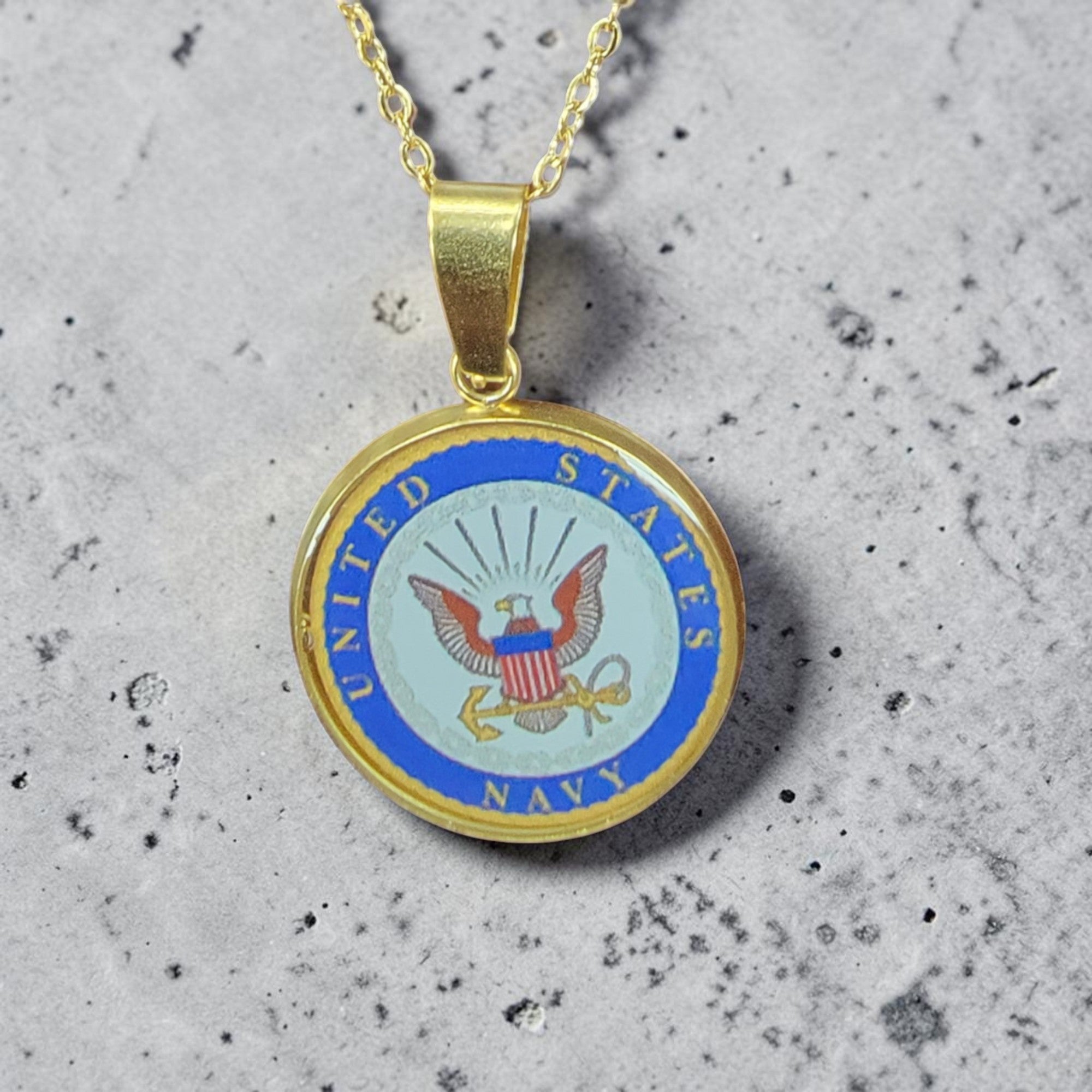 Army, Navy, Air Force, Marine Corps, Coast Guard, Space Force Pendant Necklace in Gold or Silver | Made in the USA | Officially Licensed