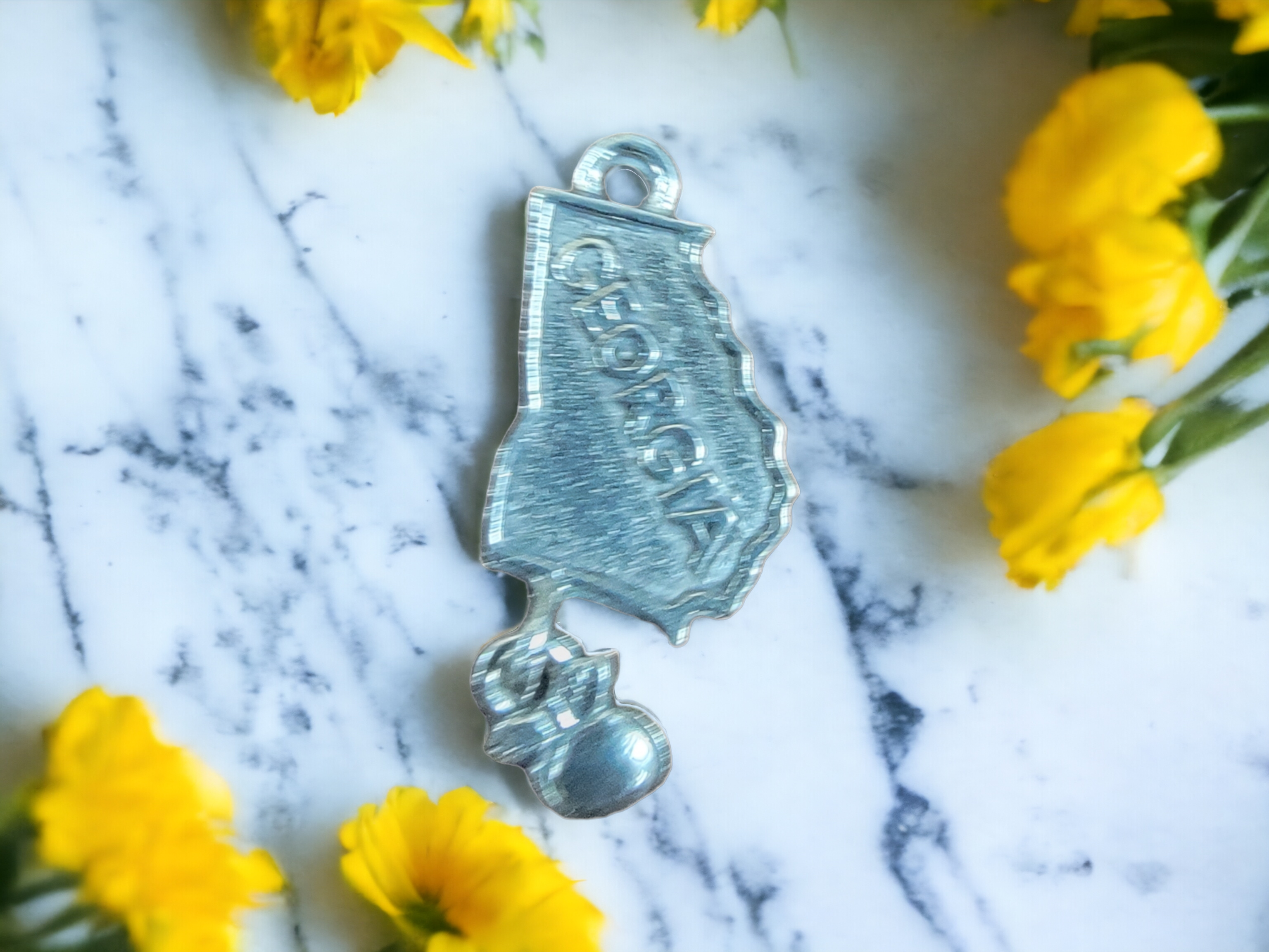 Silver Georgia State Pewter Charm Pendant | Travel Charm