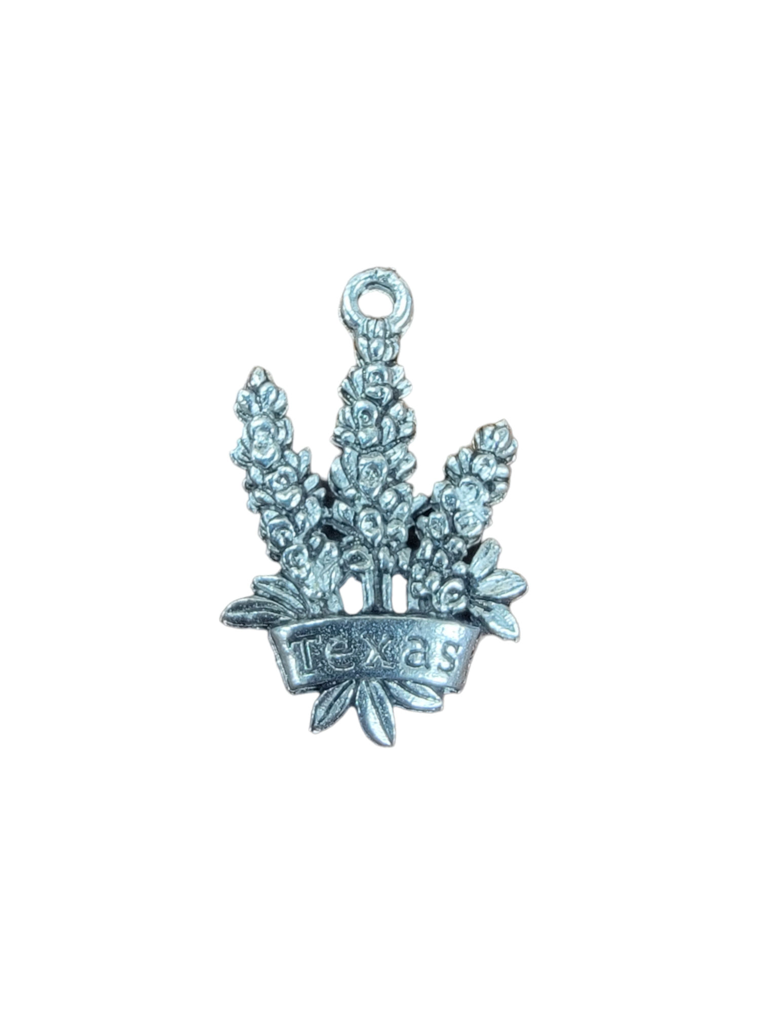 Silver Texas Wildflower Pewter Charm Pendant | Travel Charm