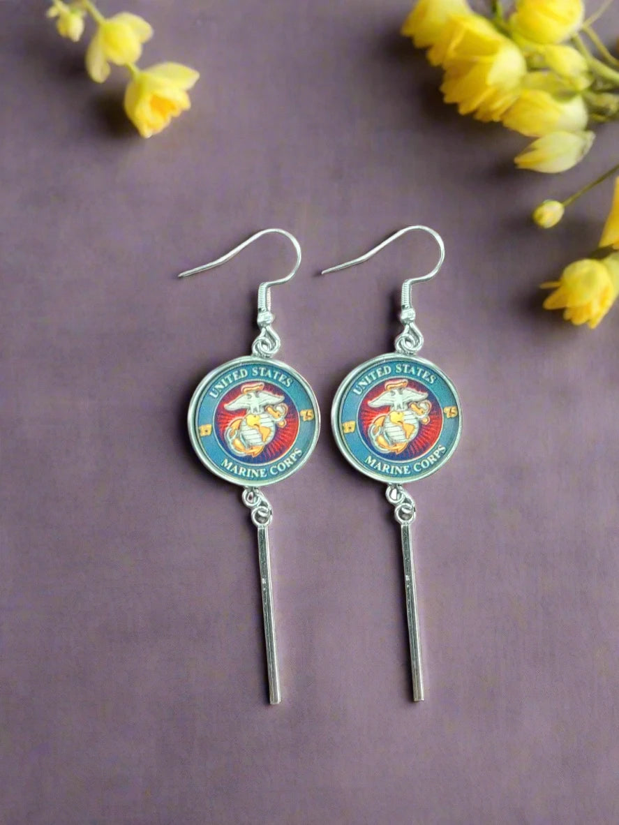 Military Charm Earrings | Army, Air Force, Coast Guard, Marine Corps, Space Force | Made in the USA |Officially Licensed