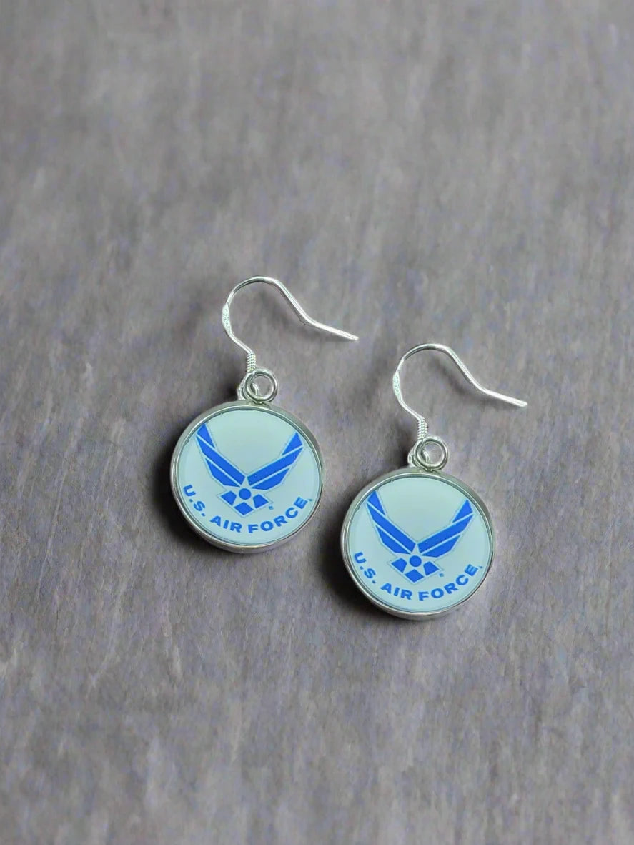 Air Force Silver or Gold Earrings: Seal, Roundel, Wings, Thunderbird | Made in the USA | Officially Licensed