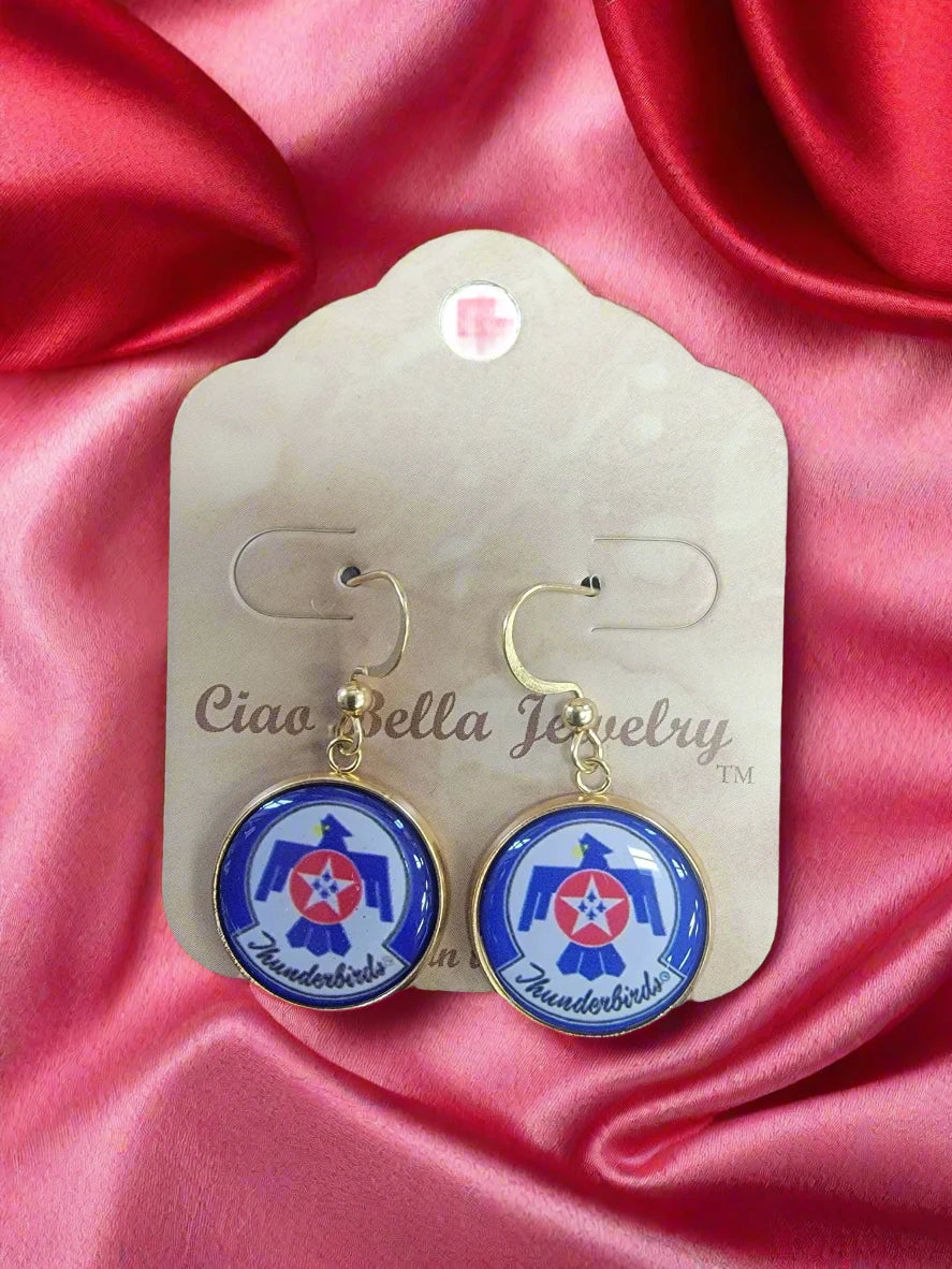 Air Force Silver or Gold Earrings: Seal, Roundel, Wings, Thunderbird | Made in the USA | Officially Licensed