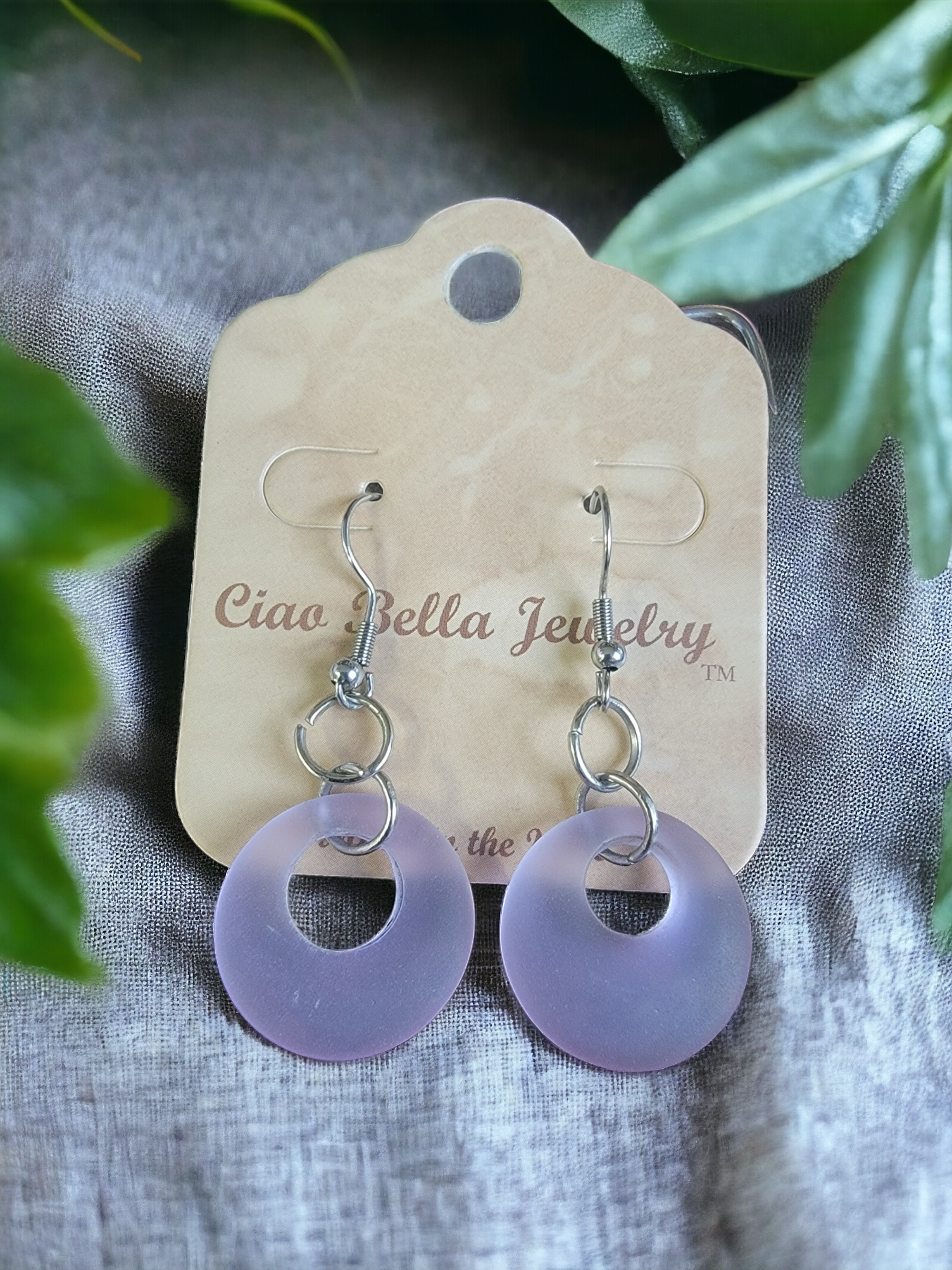 Pink-Violet Sea Glass Hoop Earrings | Coastal Elegance | Unique Handmade Jewelry