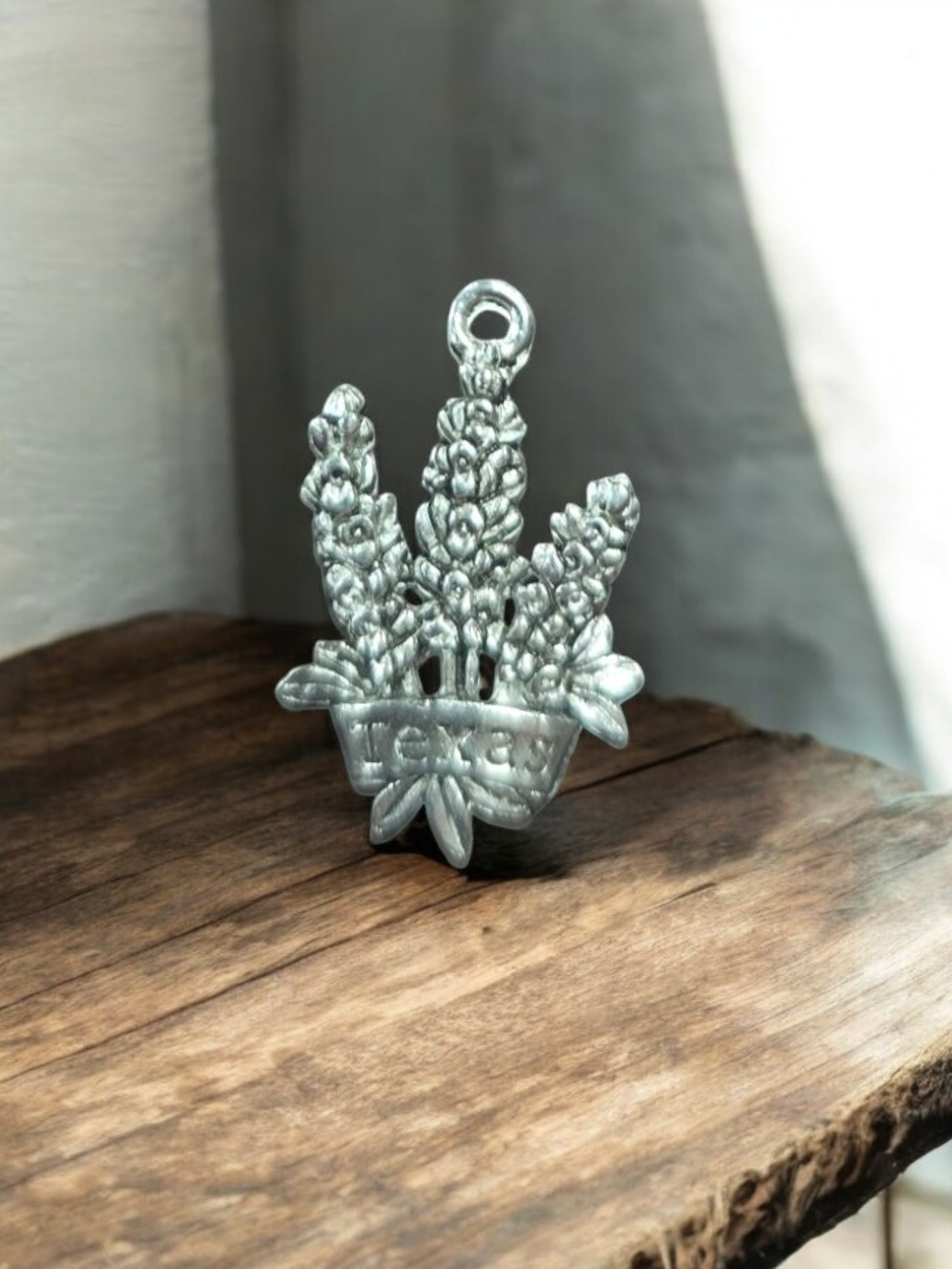 Silver Texas Wildflower Pewter Charm Pendant | Travel Charm