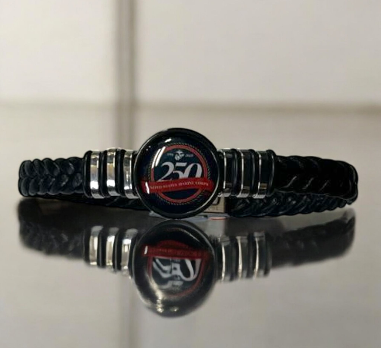 Limited Edition Marine Corps Braided Leather Bracelet - 250th Anniversary Collection - Officially Licensed