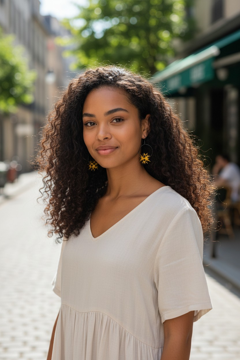 Edgy Appeal: Antique Silver Dangle Earrings with Black & Yellow Spiked Ball