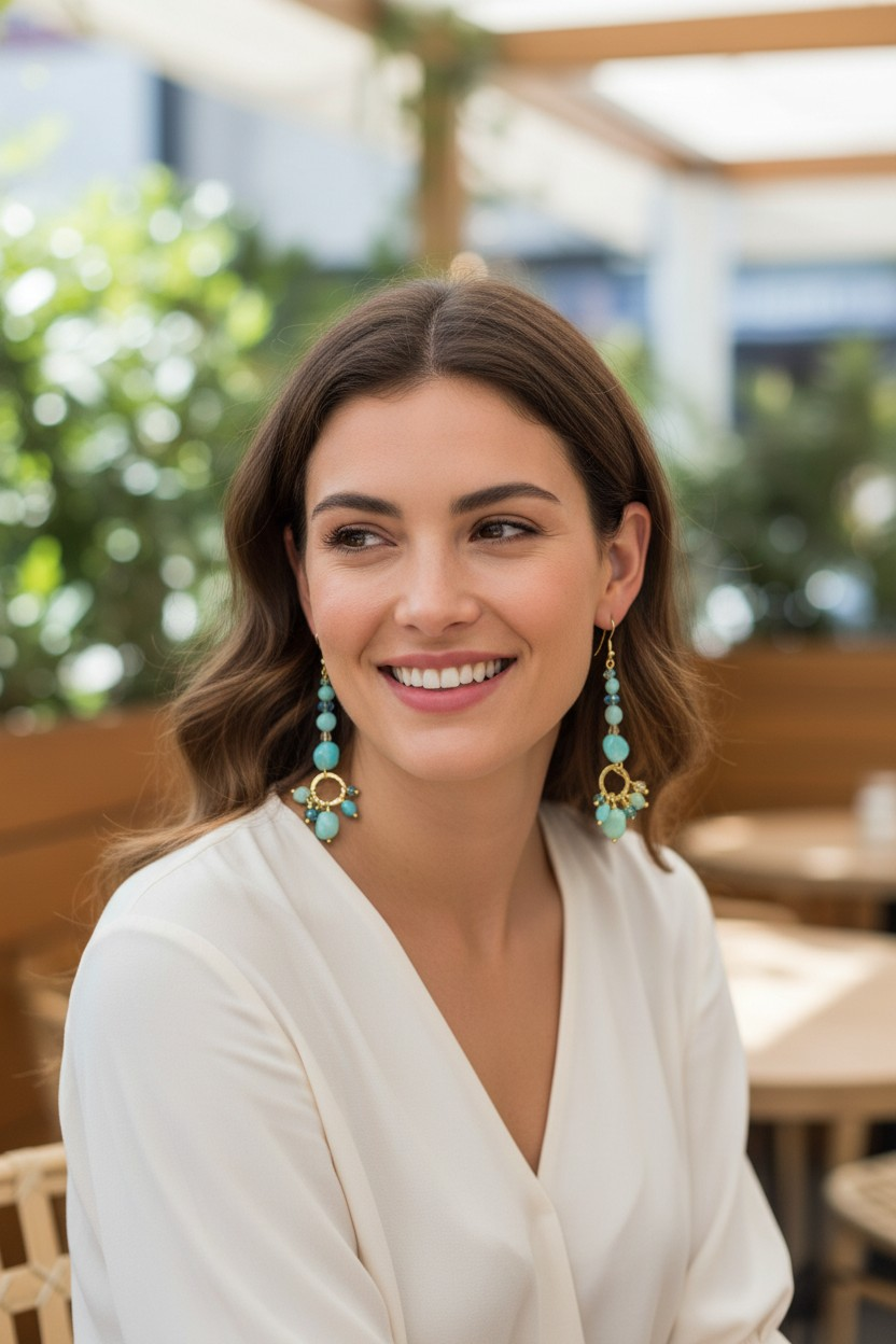 Dangle Earrings Amethyst, Tiger Eye, African Turquoise, Blue Agate, Amazonite, and Dumortierite | Michelle Marie Boutique