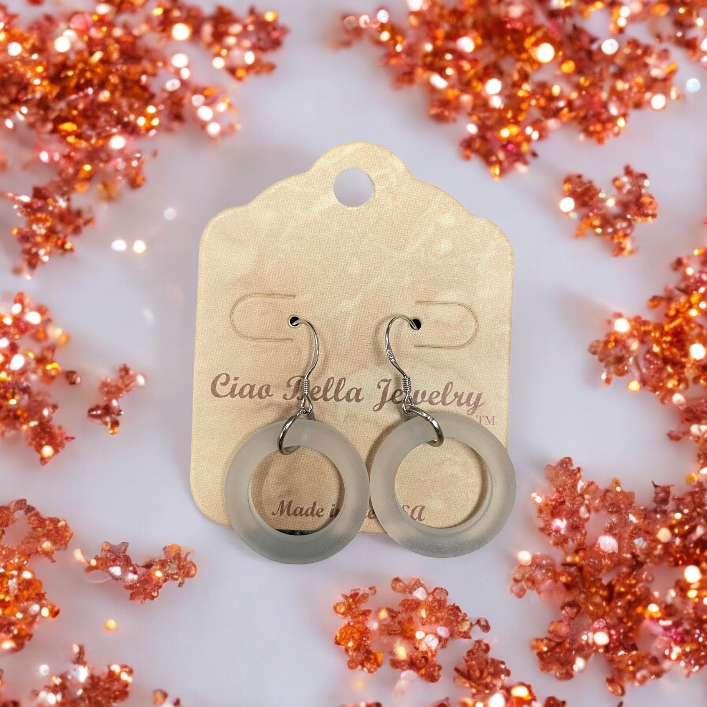 Embrace the Ocean's Beauty: Circular Sea Glass Dangle Earrings