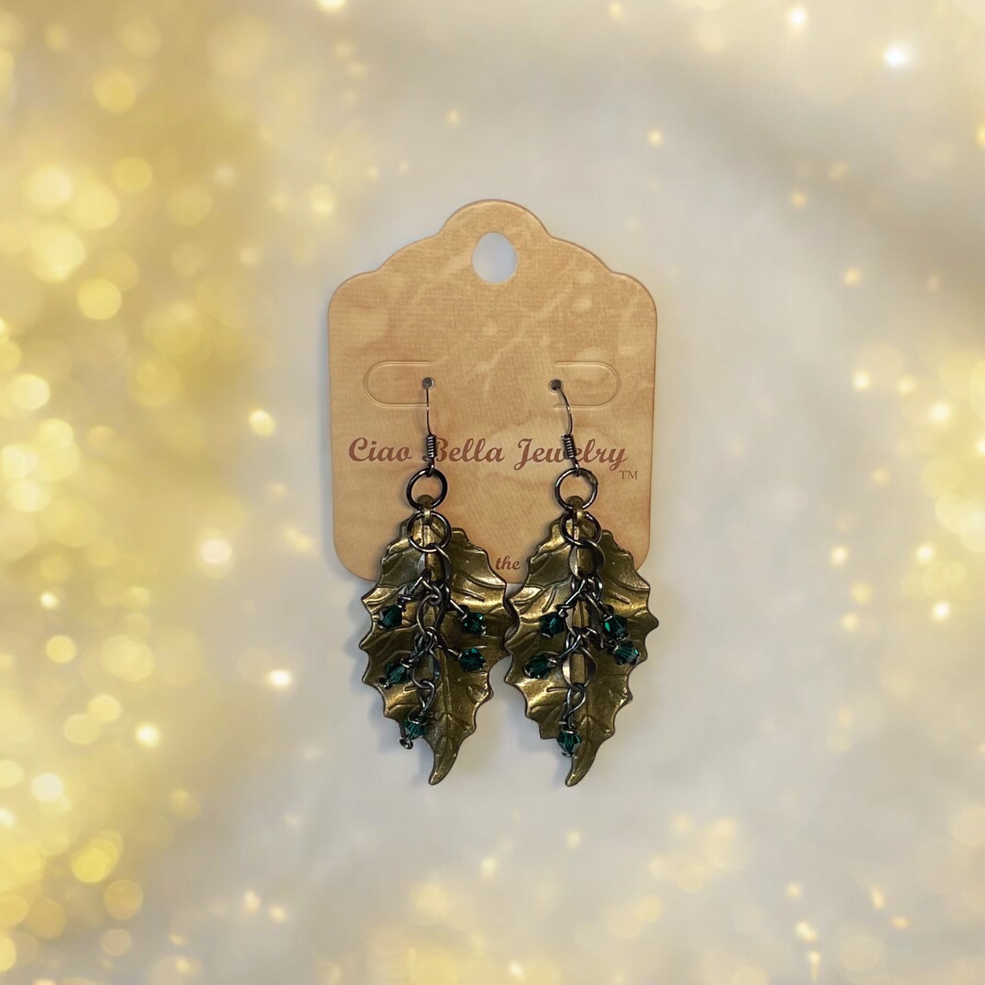 Crystal Leaf Dangle Earrings | Nature-Inspired Jewelry