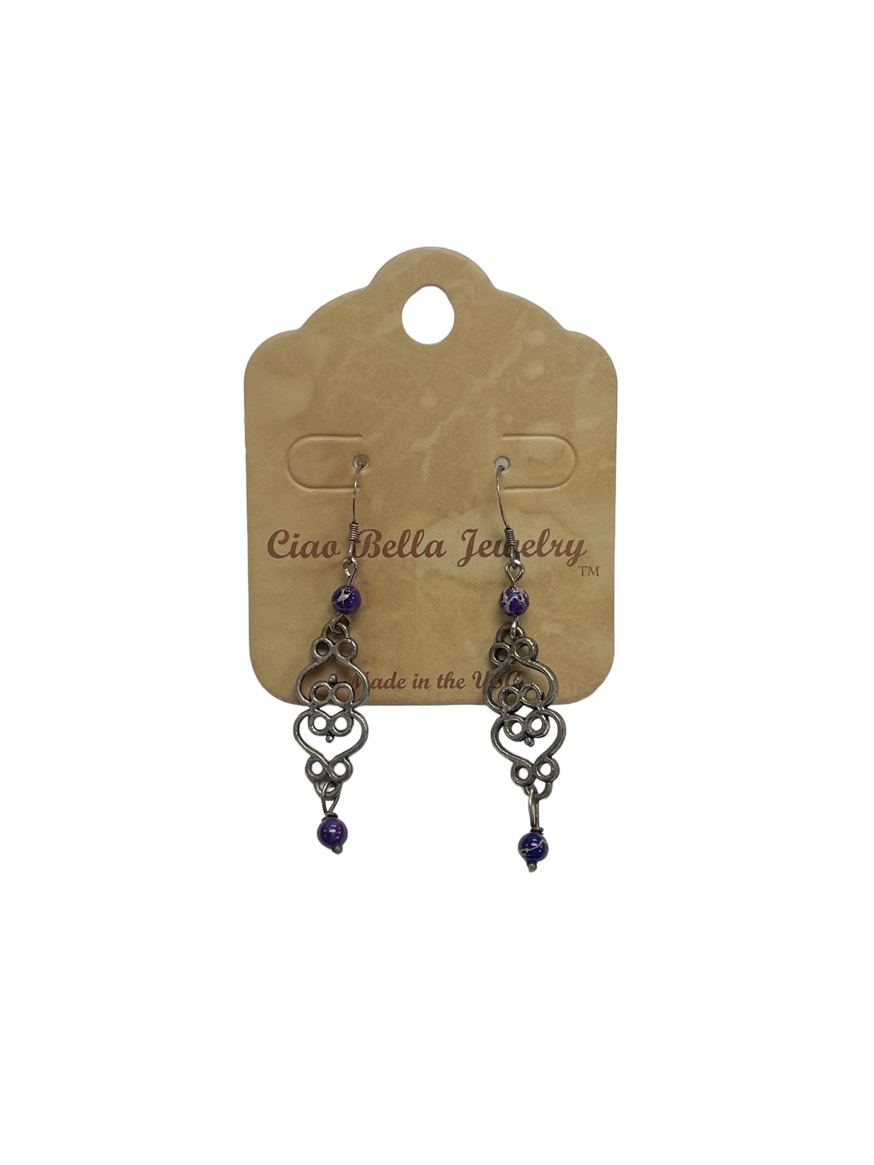 Silver Filigree Dangle Earrings | Gemstone & Crystal Earrings