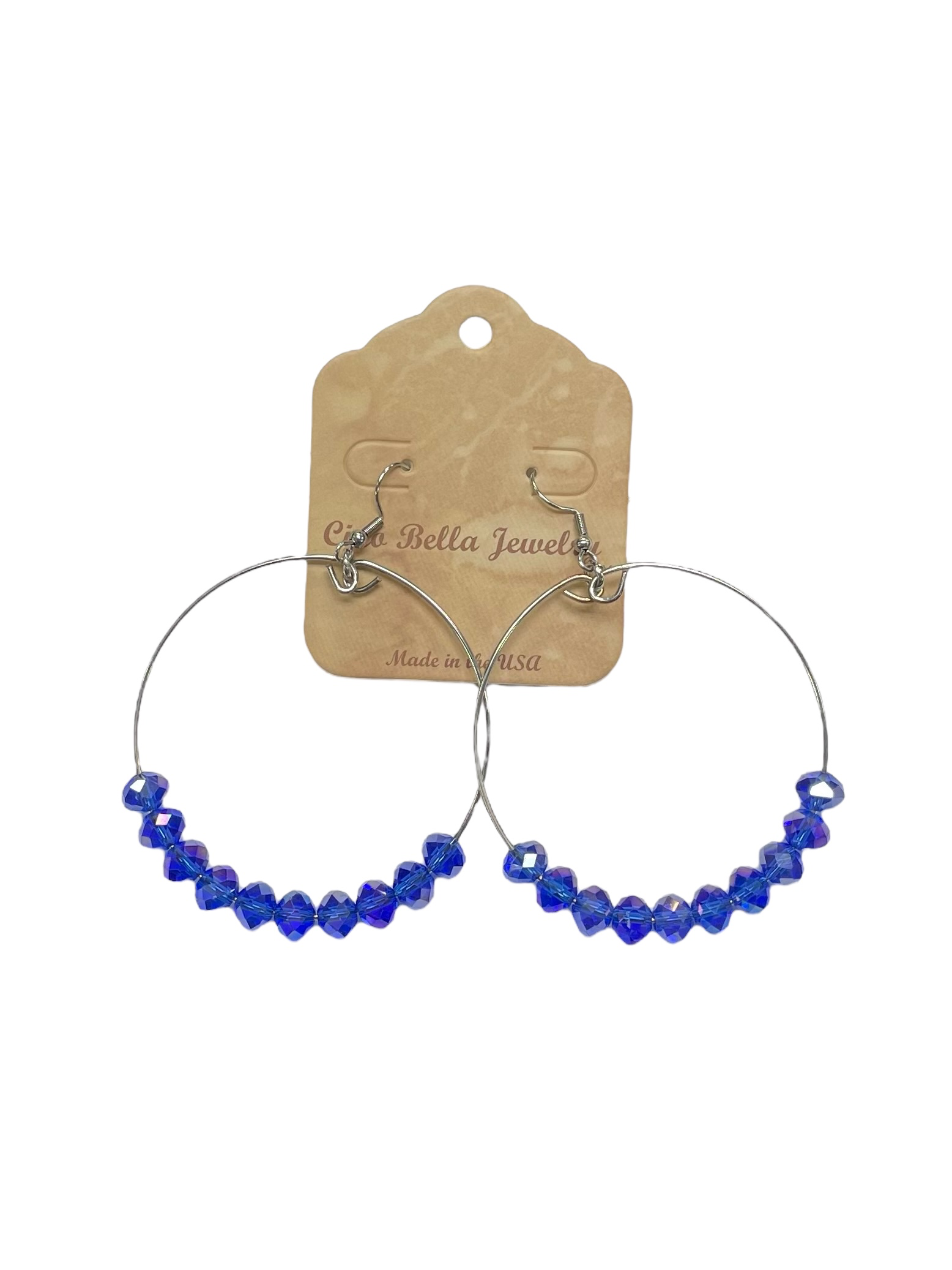 Half Crystal Large Hoop Earrings