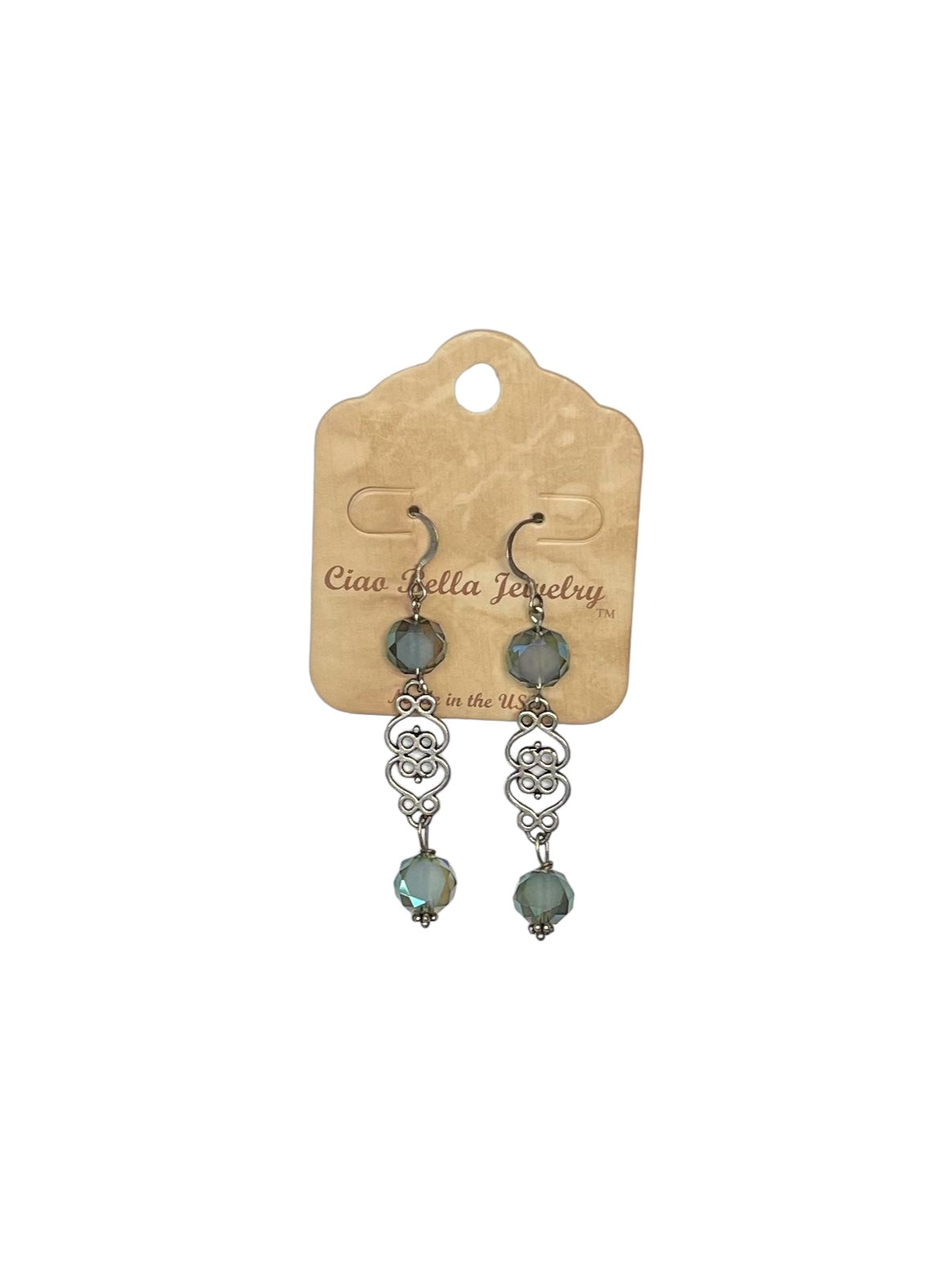 Silver Filigree Dangle Earrings | Gemstone & Crystal Earrings