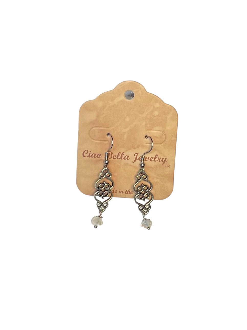 Silver Filigree Dangle Earrings | Gemstone & Crystal Earrings