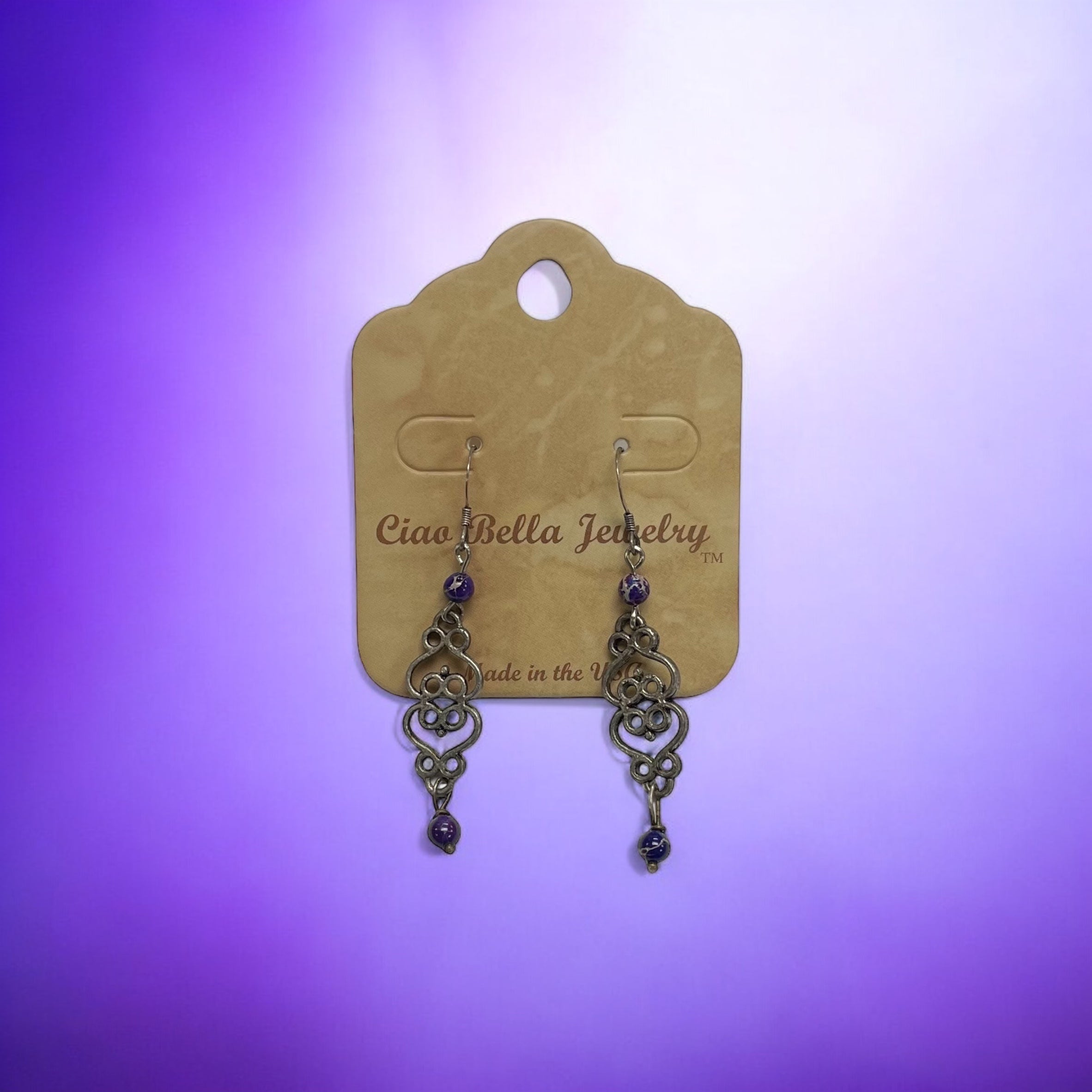 Silver Filigree Dangle Earrings | Gemstone & Crystal Earrings