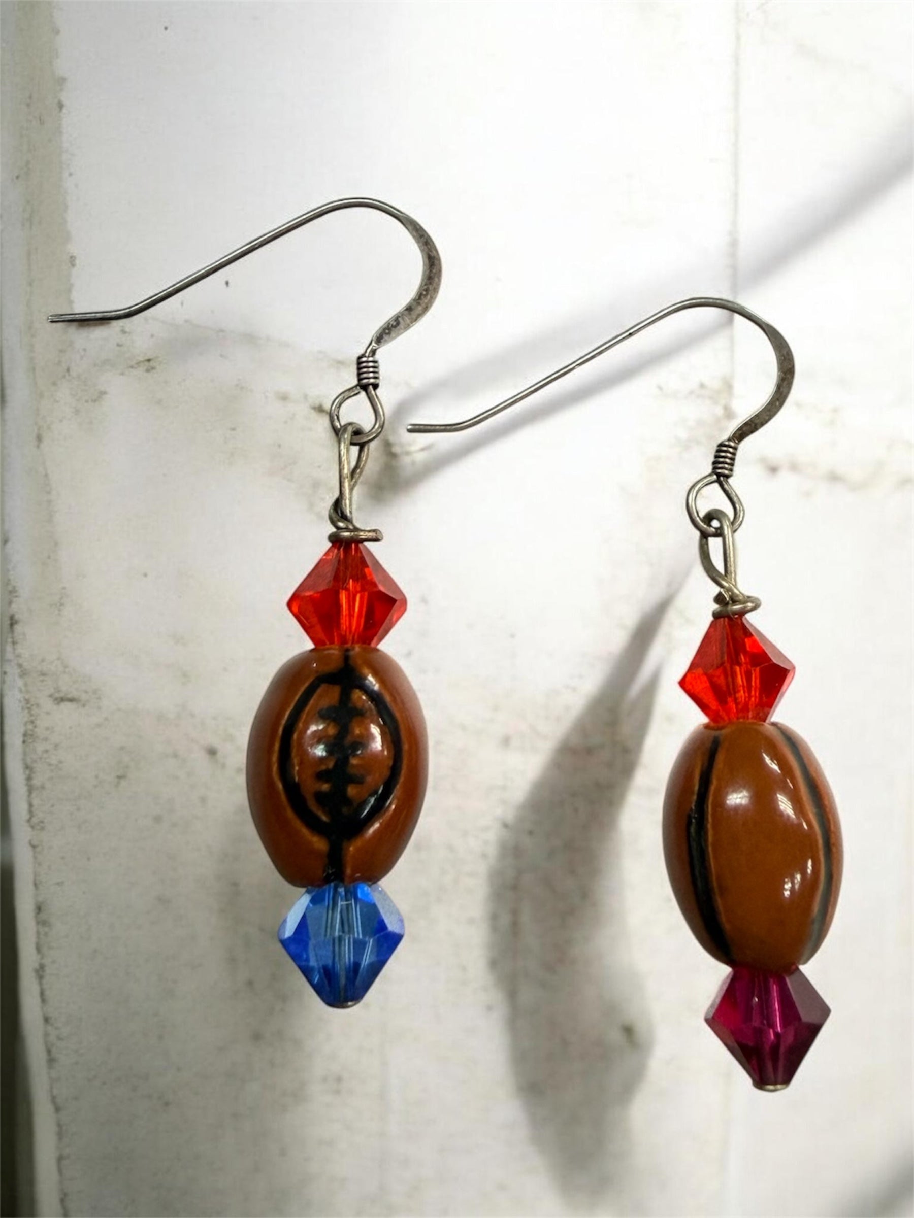 Game Day Glitz | Football & Crystal Accent Dangle Earrings