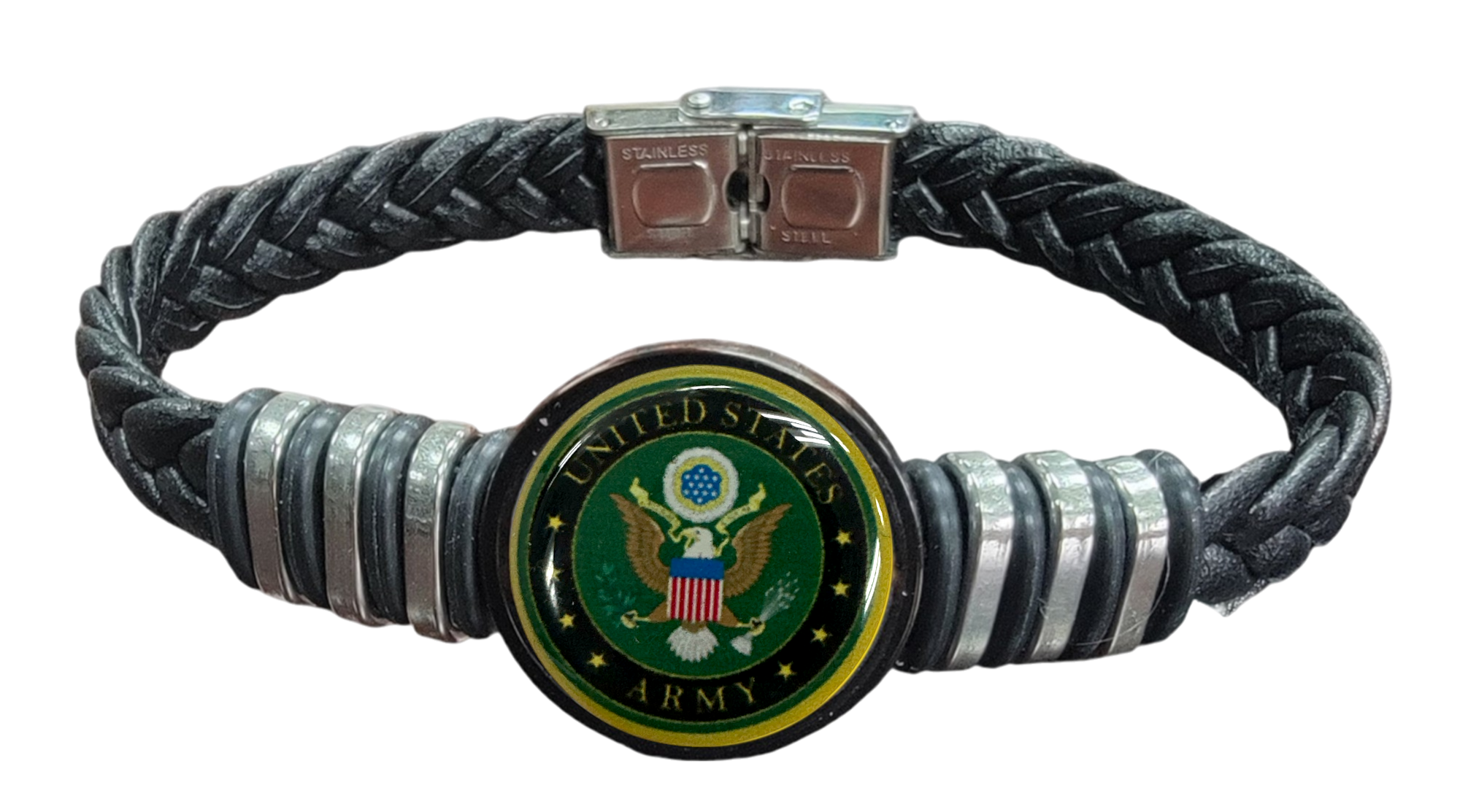 Army Unisex Braided Leather Bracelet - Made in the USA - Officially Licensed - Gift Boxed