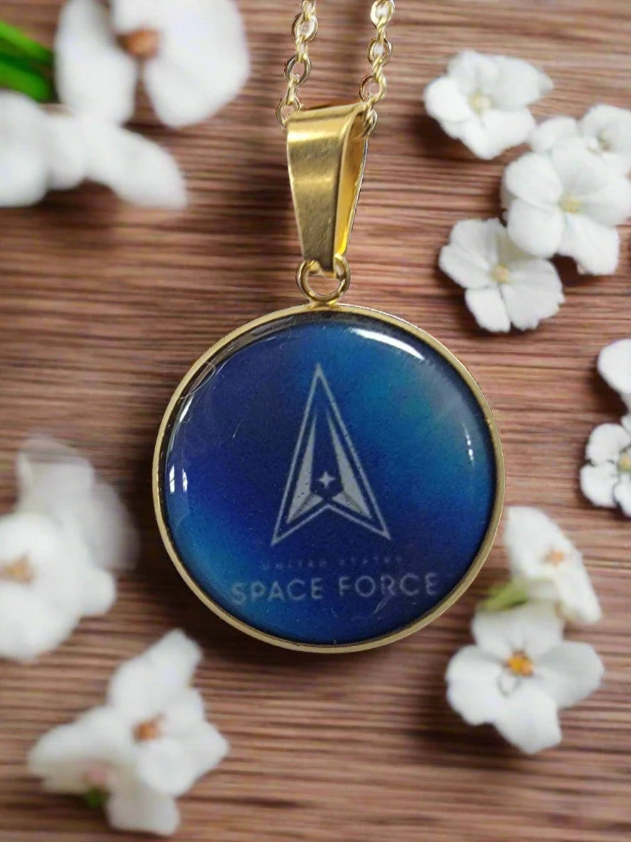 Army, Navy, Air Force, Marine Corps, Coast Guard, Space Force Pendant Necklace in Gold or Silver | Made in the USA | Officially Licensed