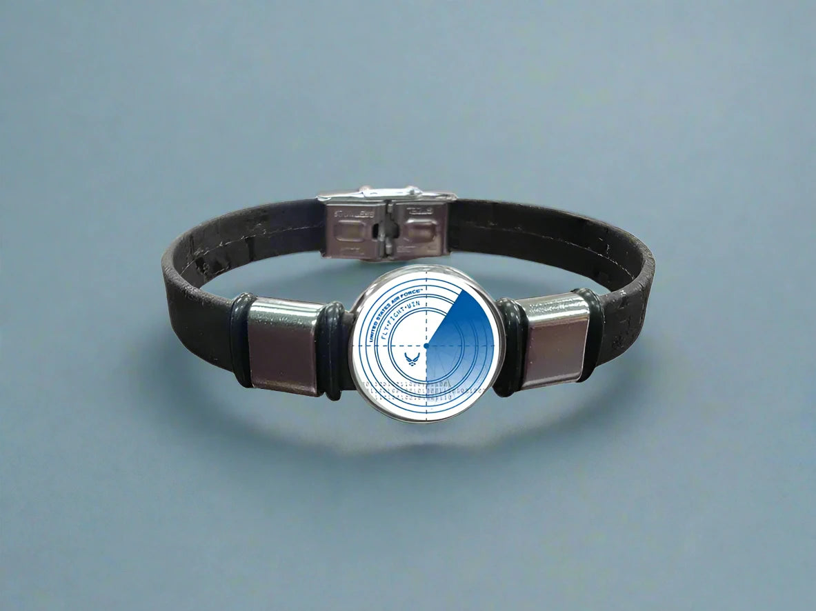 Air Force Roundel Unisex Brown Cork  Bracelet |Officially Licensed | Made in USA | Sustainable