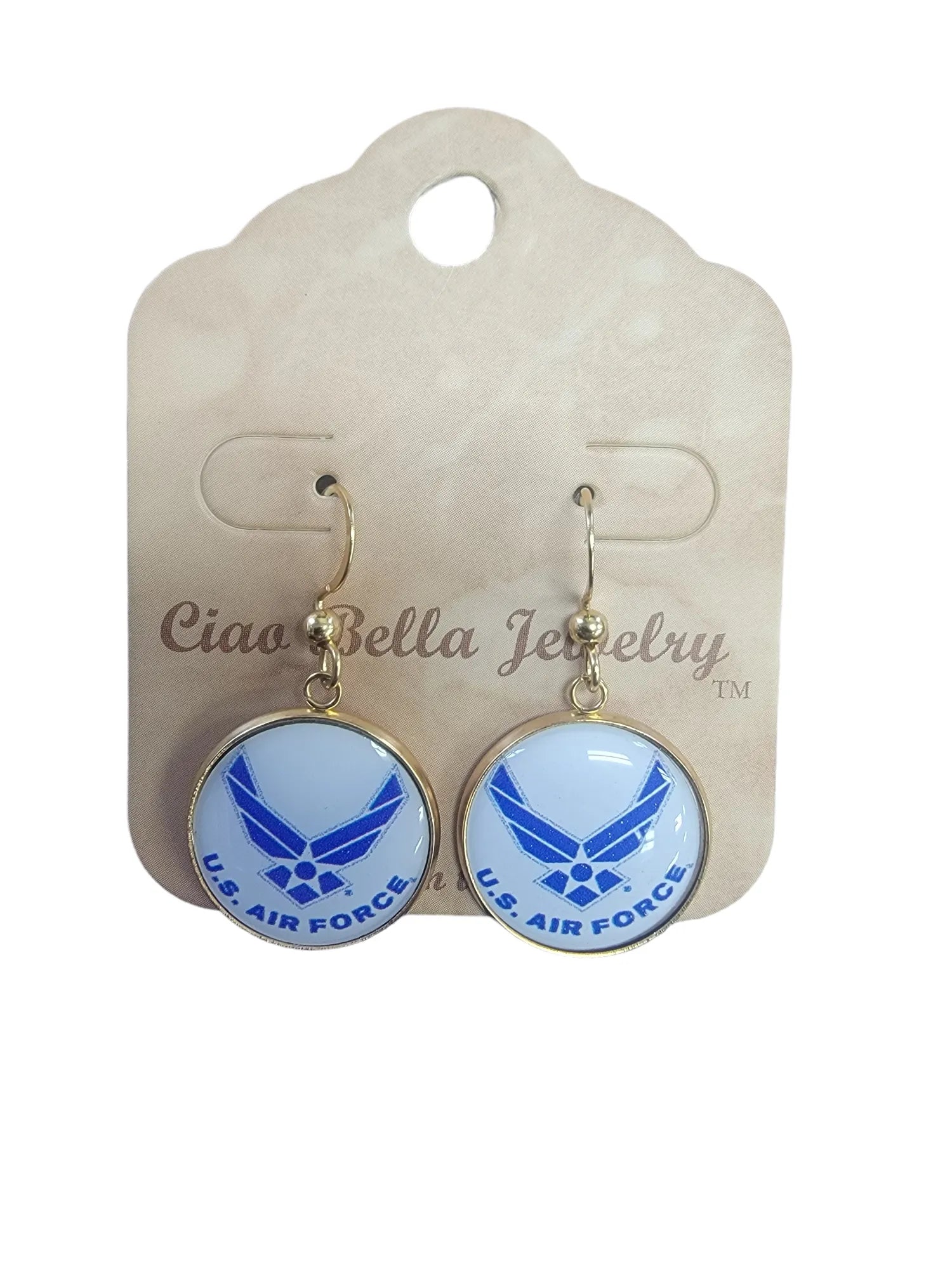 Air Force Silver or Gold Earrings: Seal, Roundel, Wings, Thunderbird | Made in the USA | Officially Licensed
