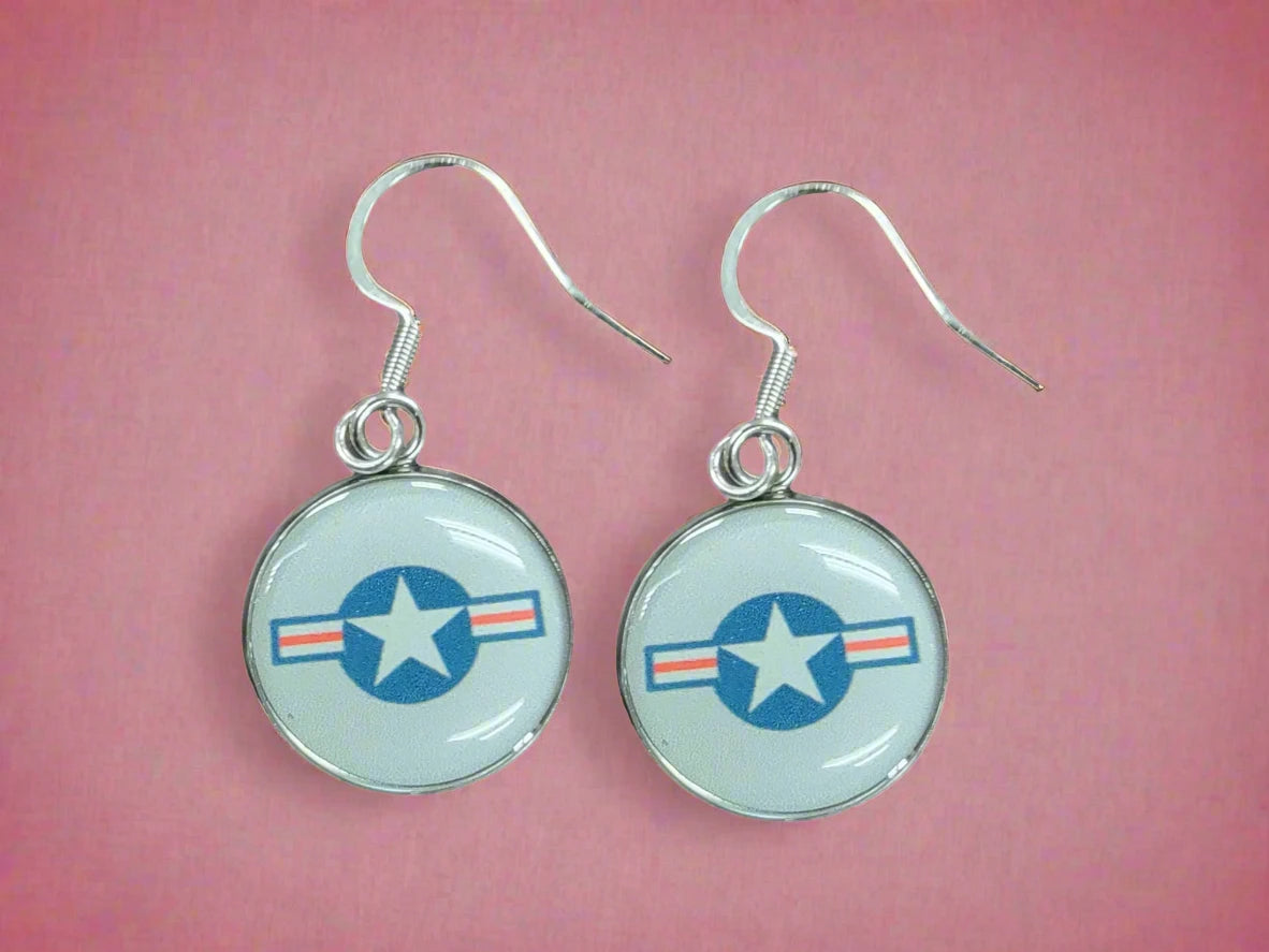 Air Force Silver or Gold Earrings: Seal, Roundel, Wings, Thunderbird | Made in the USA | Officially Licensed